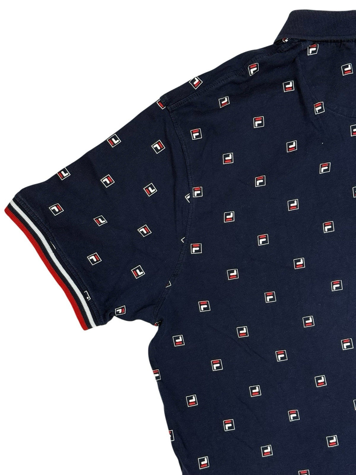 Fila Blue Cotton All Over Logo Polo Top 2XL
