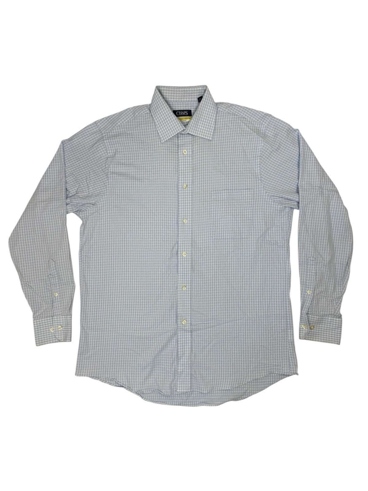 Chaps Blue Check Long Sleeve Collared Shirt Large (16in Collar)