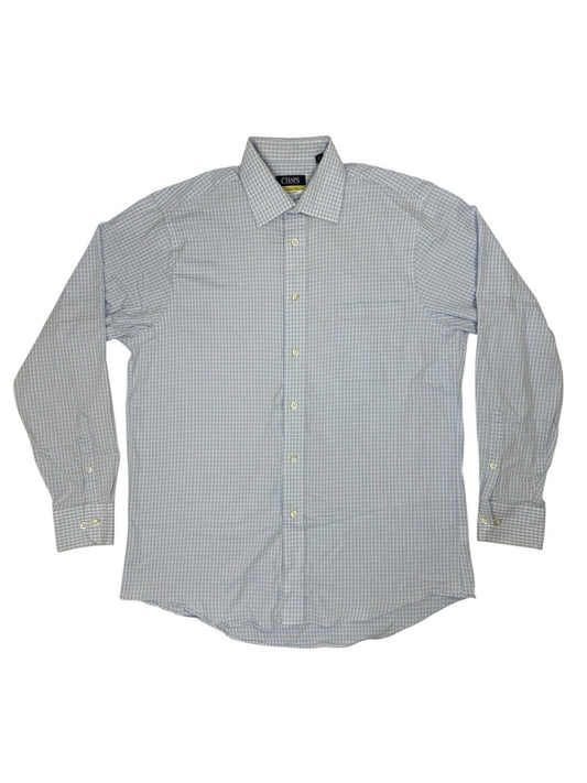 Chaps Blue Check Long Sleeve Collared Shirt Large (16in Collar)