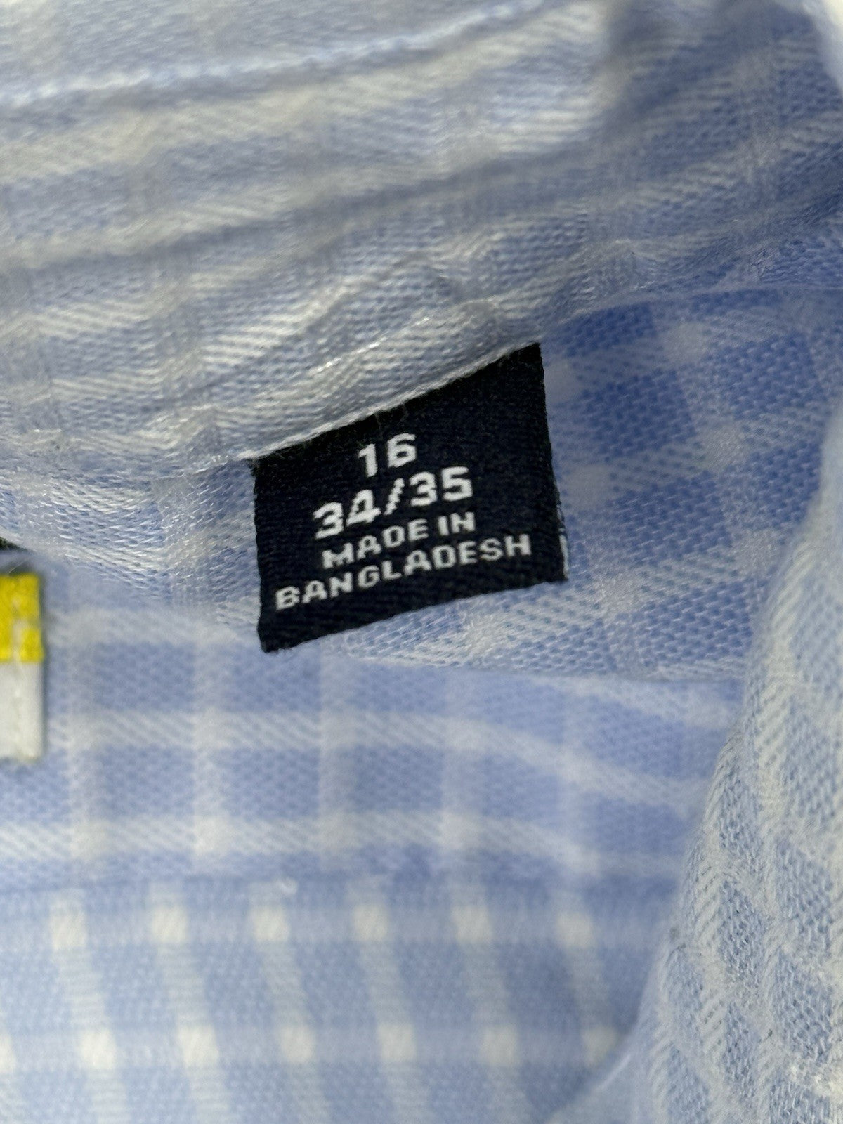 Chaps Blue Check Long Sleeve Collared Shirt Large (16in Collar)