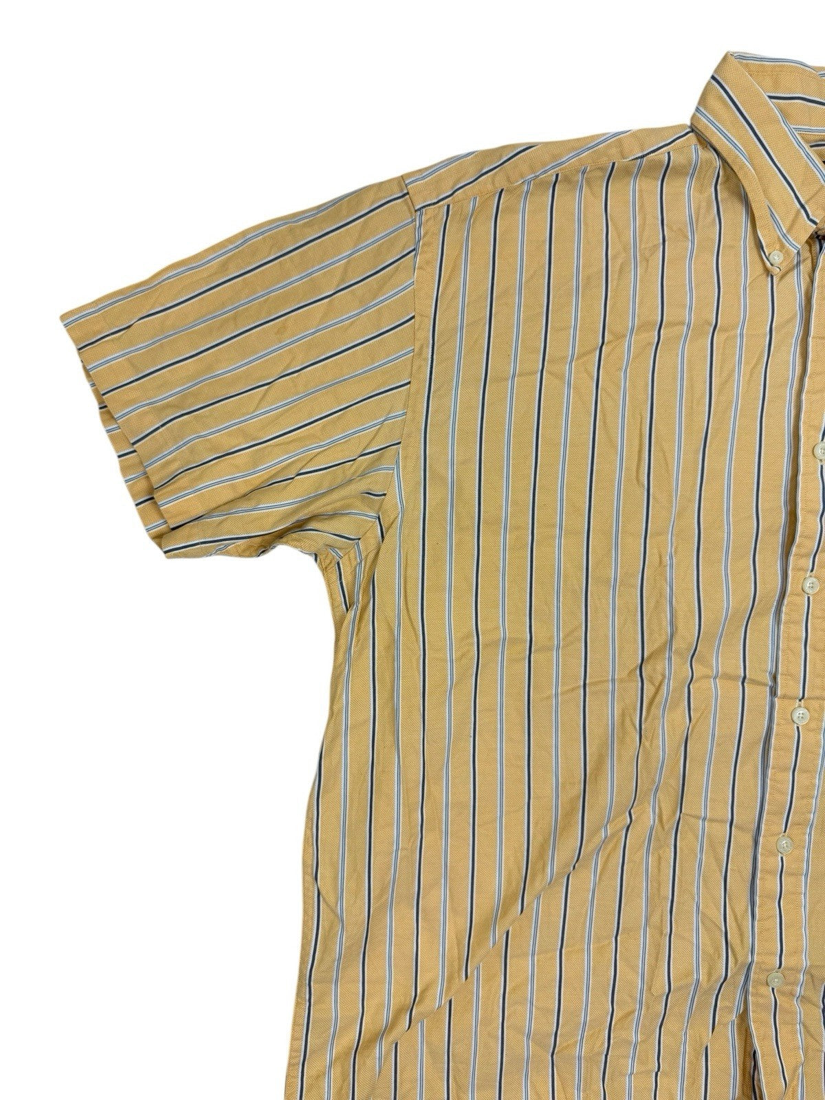 Nautica Retro Yellow Striped Cotton Collared Shirt 2XL