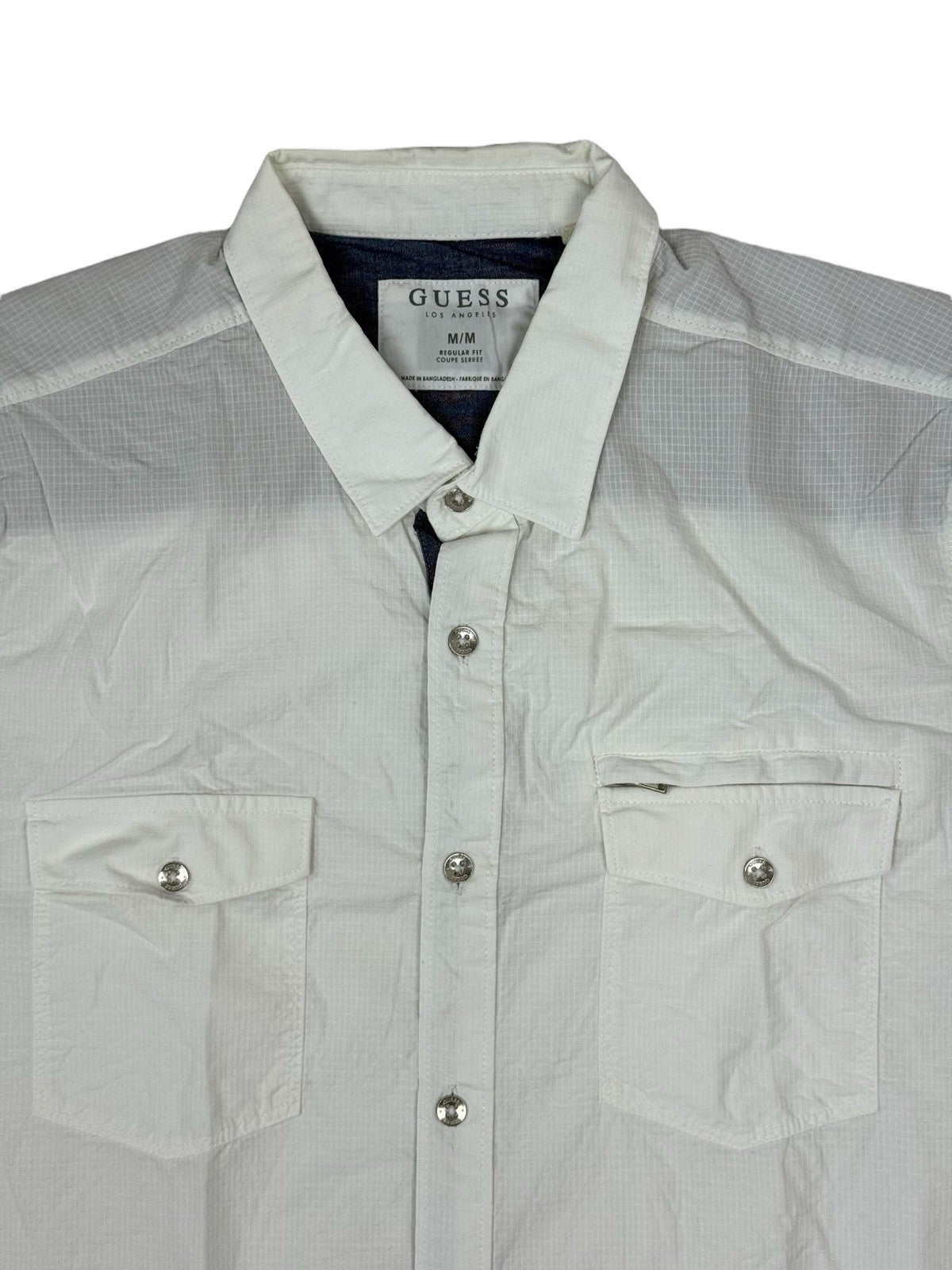 Guess White Regular Fit Collared Shirt Medium