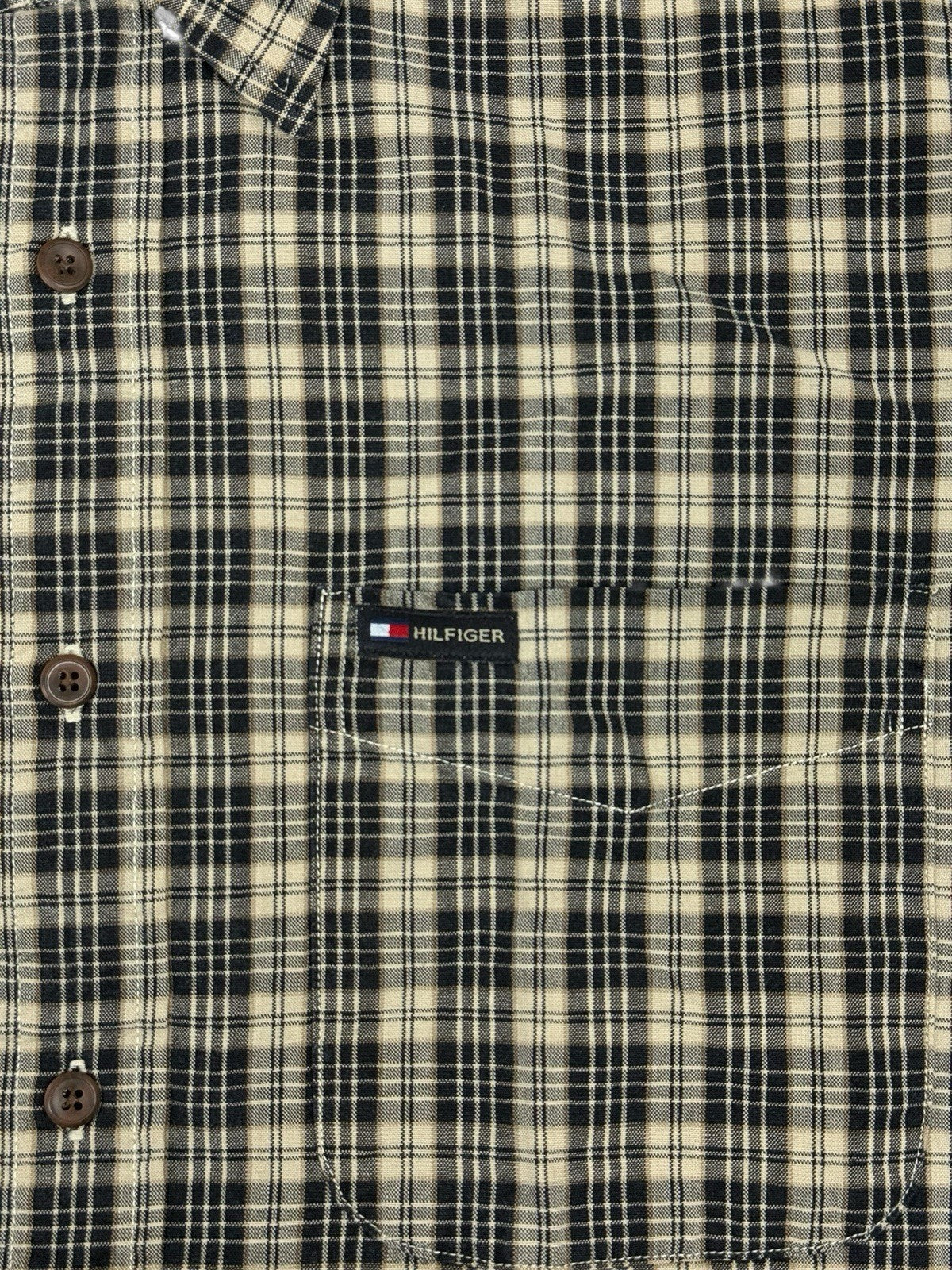 Tommy Hilfiger Retro Beige Plaid Cotton Shirt Medium