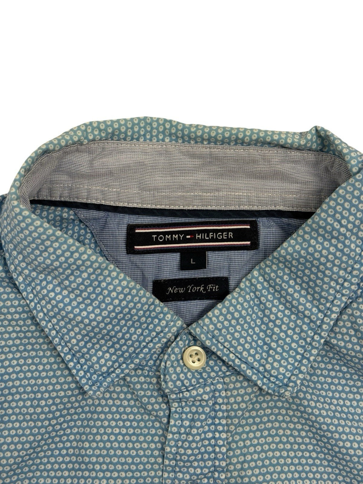 Tommy Hilfiger Blue Polka Dot Collared Shirt Large