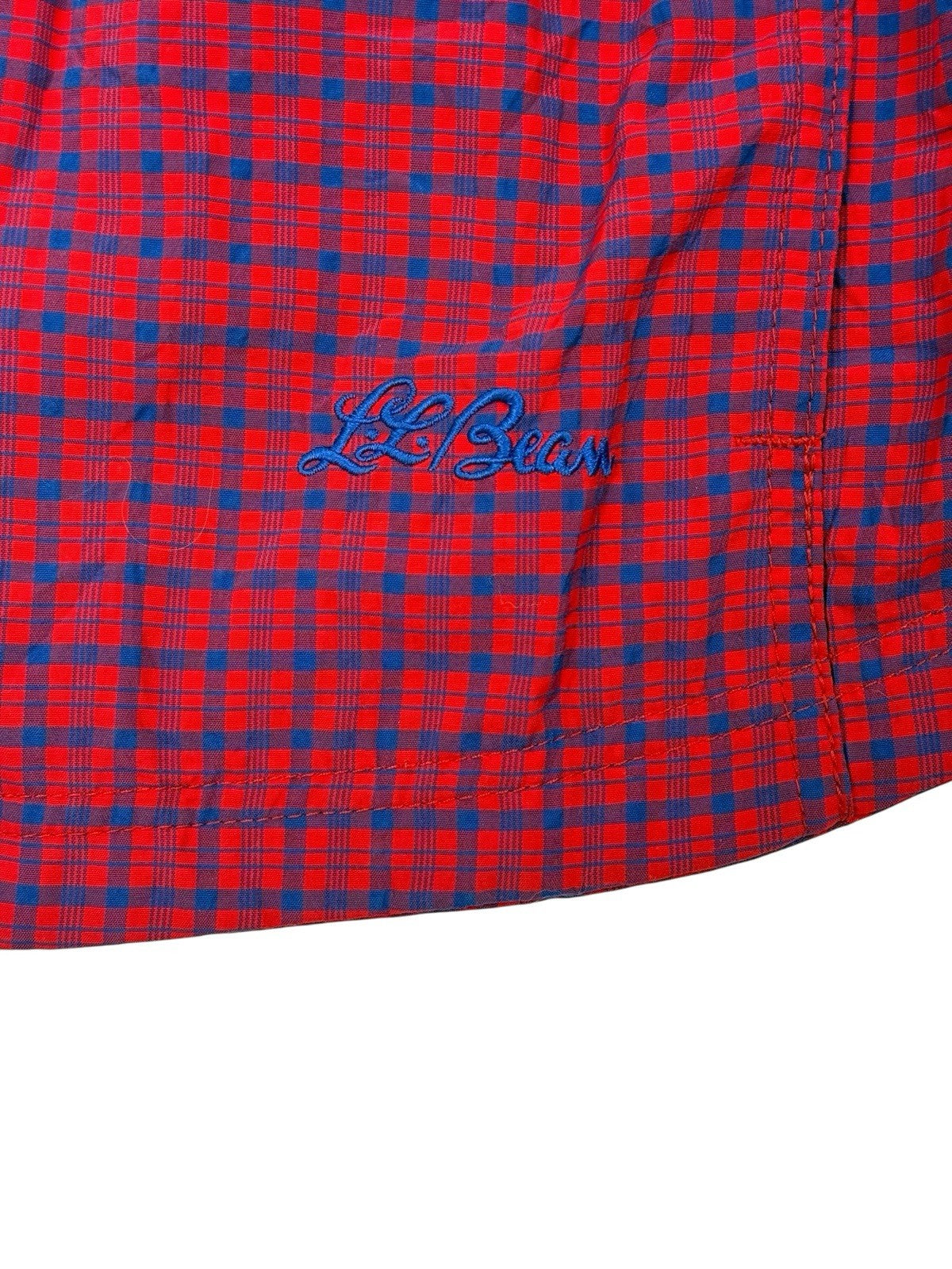 LL Bean Vintage Red Plaid Pullover Hooded Poncho Large