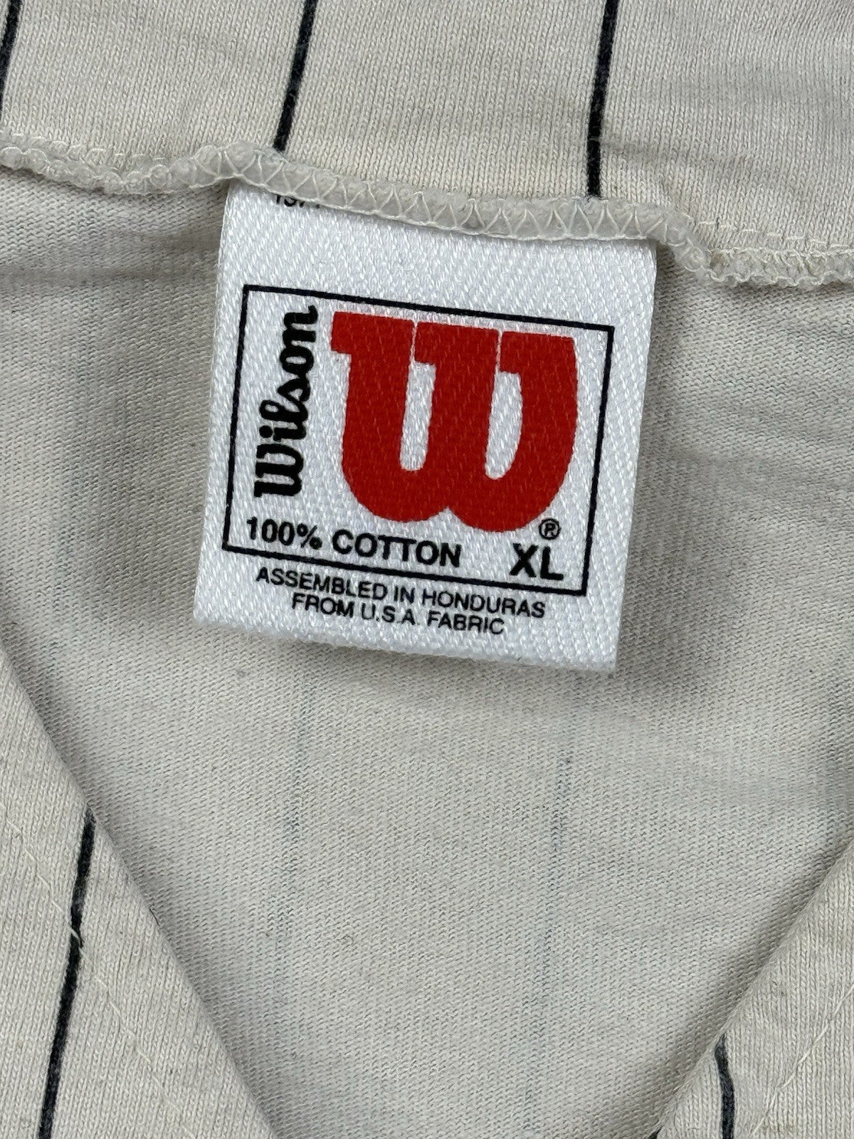 Wilson Off White Cotton Pinstripe Baseball Jersey Top XL