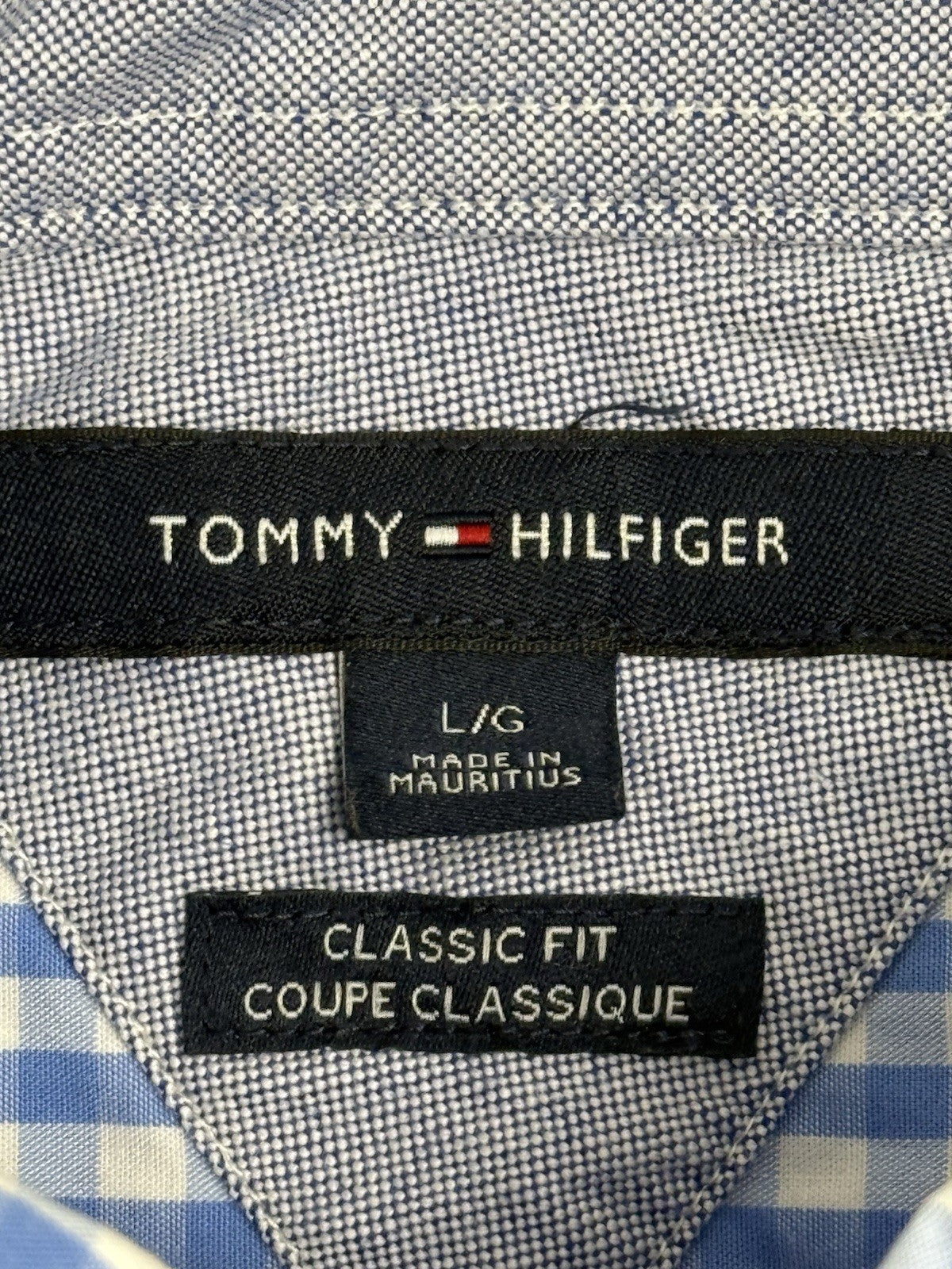 Tommy Hilfiger Blue Check Classic Fit Collared Shirt Large