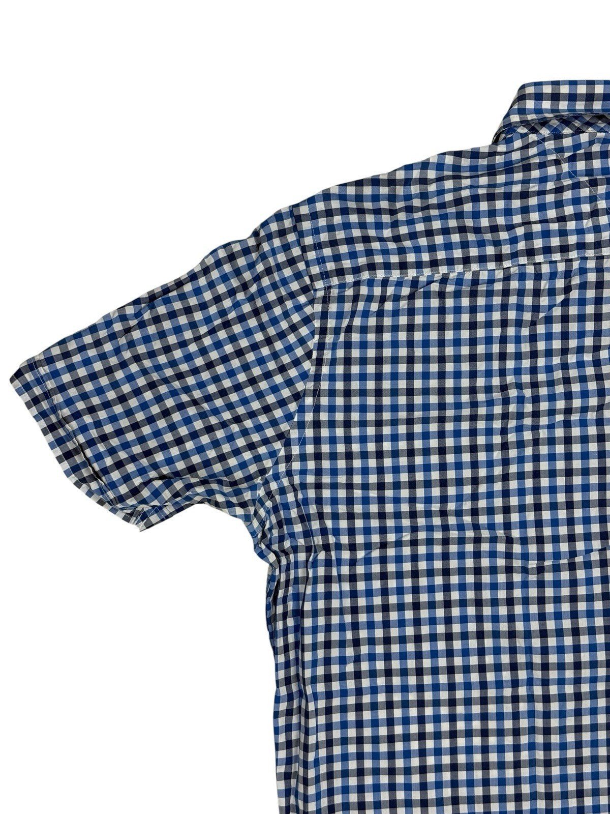 Tommy Hilfiger Blue Check Custom Fit Short Sleeve Shirt Medium