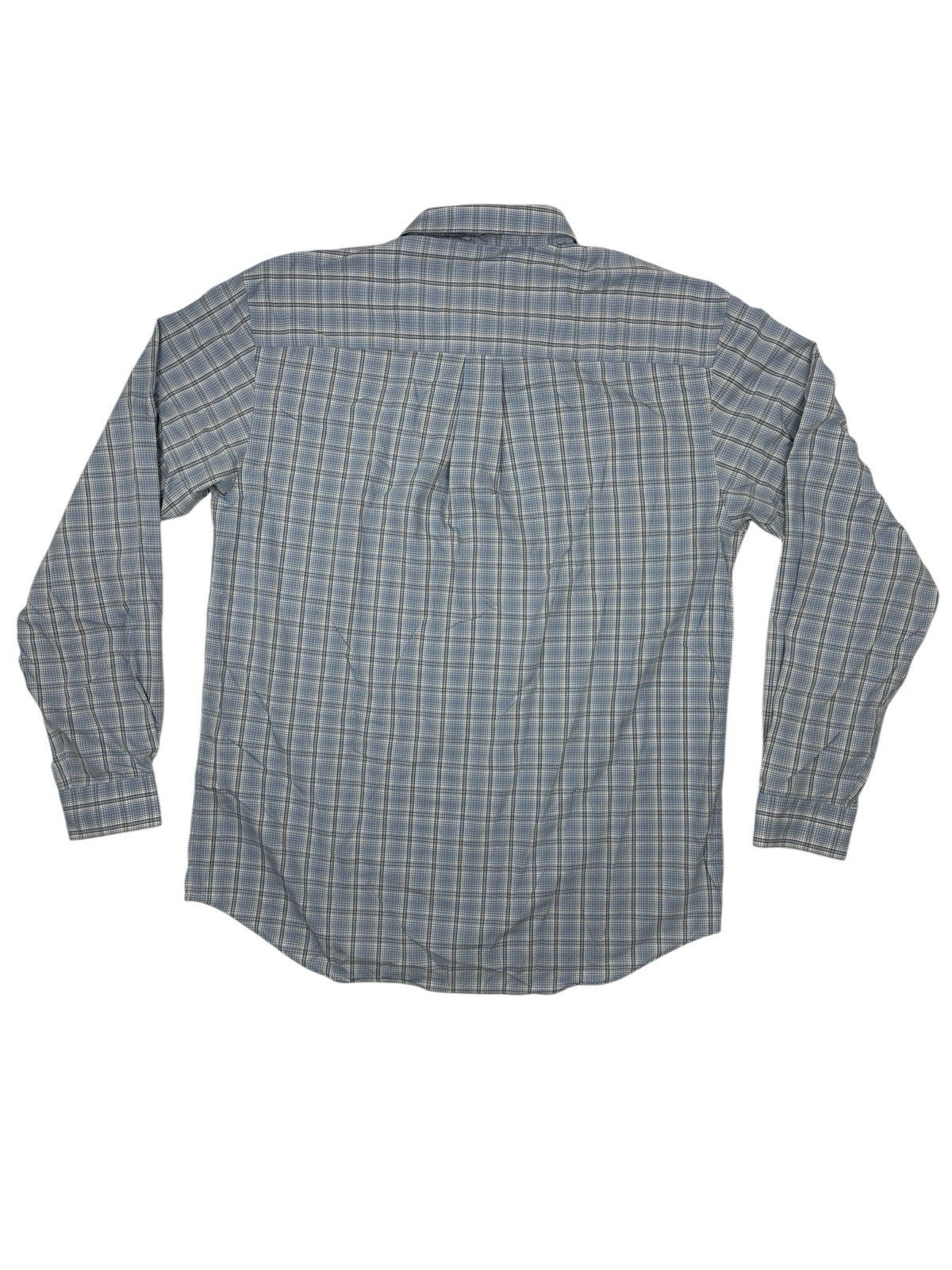 Eddie Bauer Retro Blue Plaid Cotton Collared Shirt Large Tall Fit
