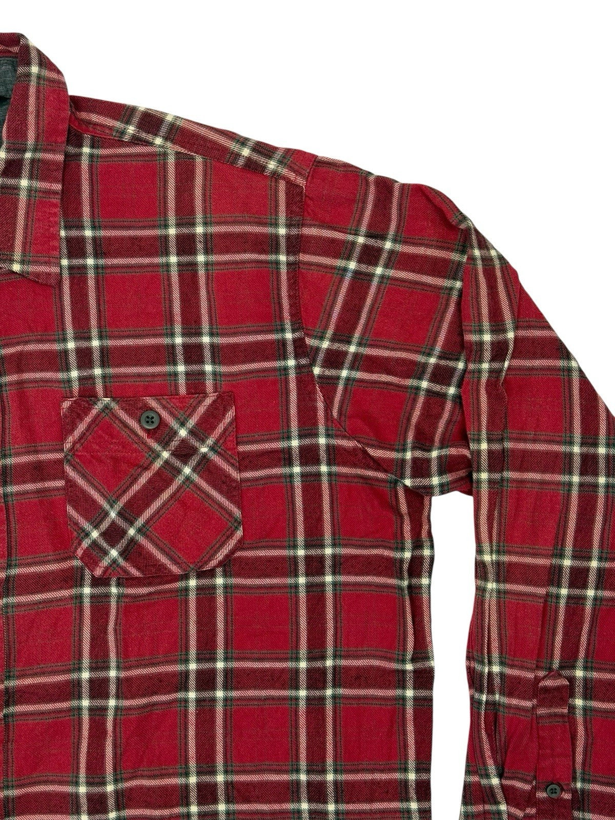 Wrangler Red Plaid Cotton Collared Shirt Large