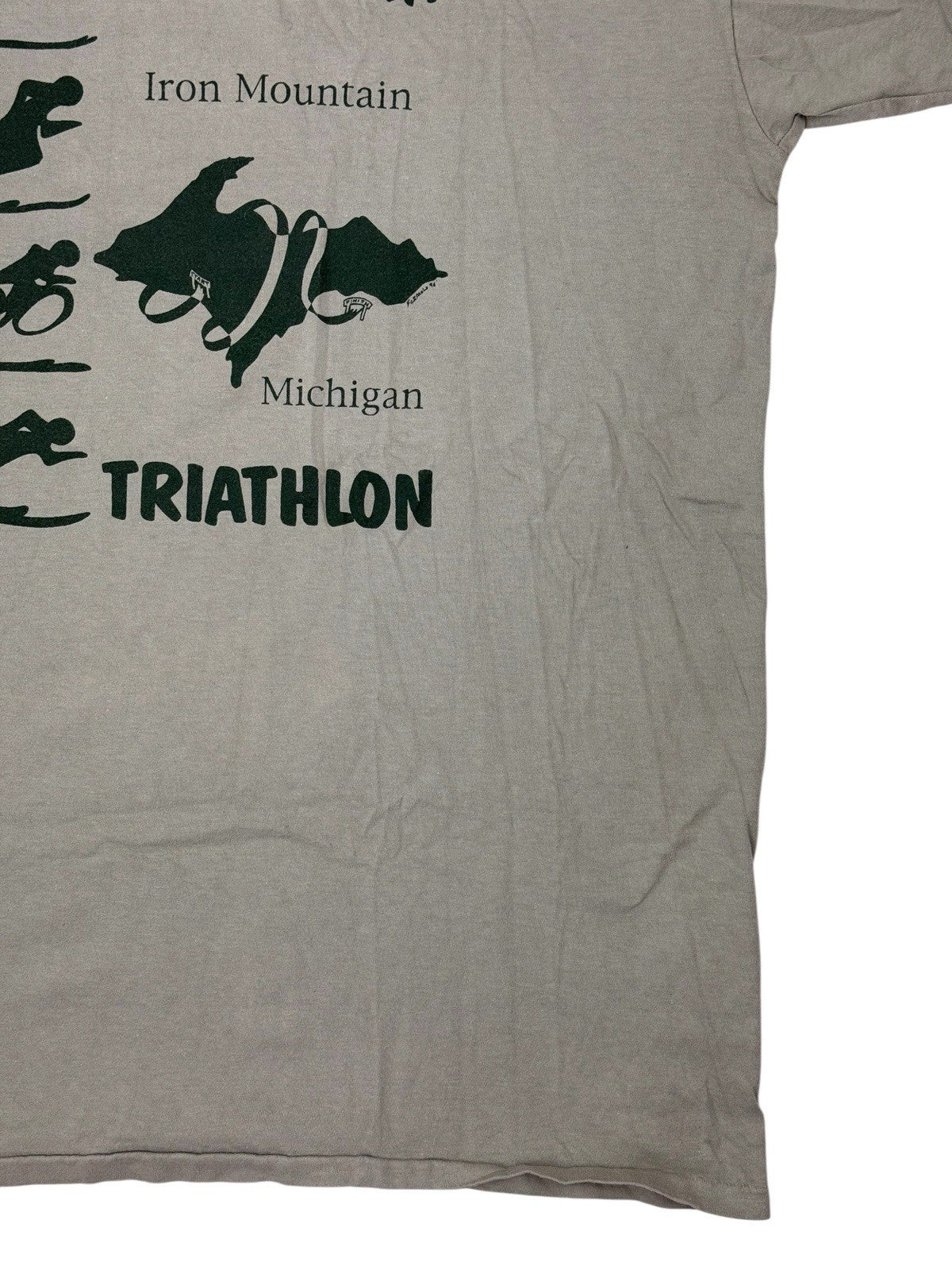 Vintage Green Cotton Michigan Triathlon '97 Top XL
