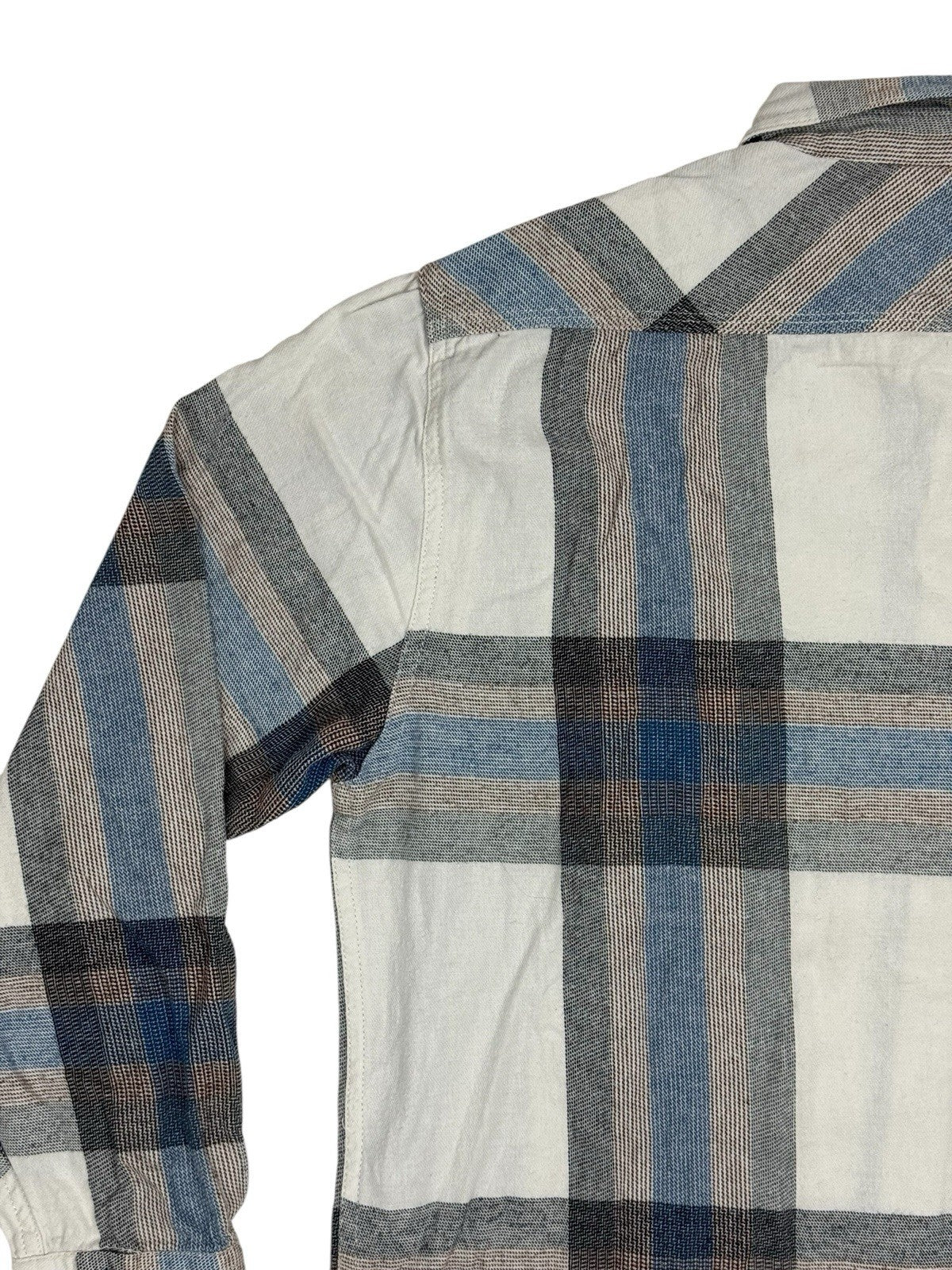 Levi's White Plaid Cotton Collared Shirt Medium
