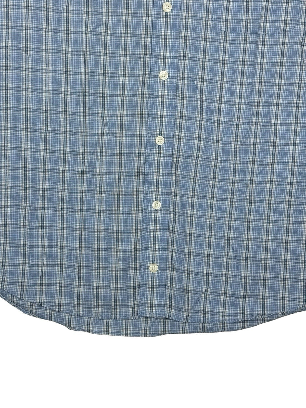 Eddie Bauer Retro Blue Plaid Cotton Collared Shirt Large Tall Fit