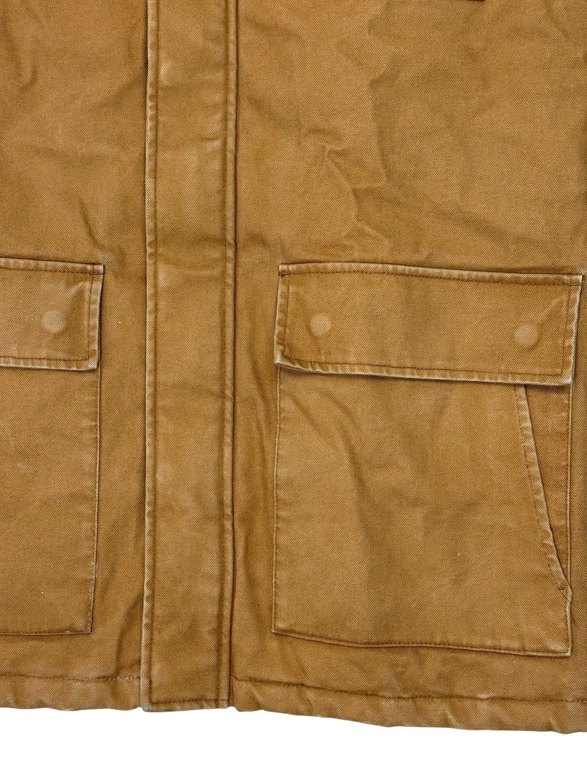 DC Brown Heavyweight Zip Hooded Insulated Denim Long Jacket Medium