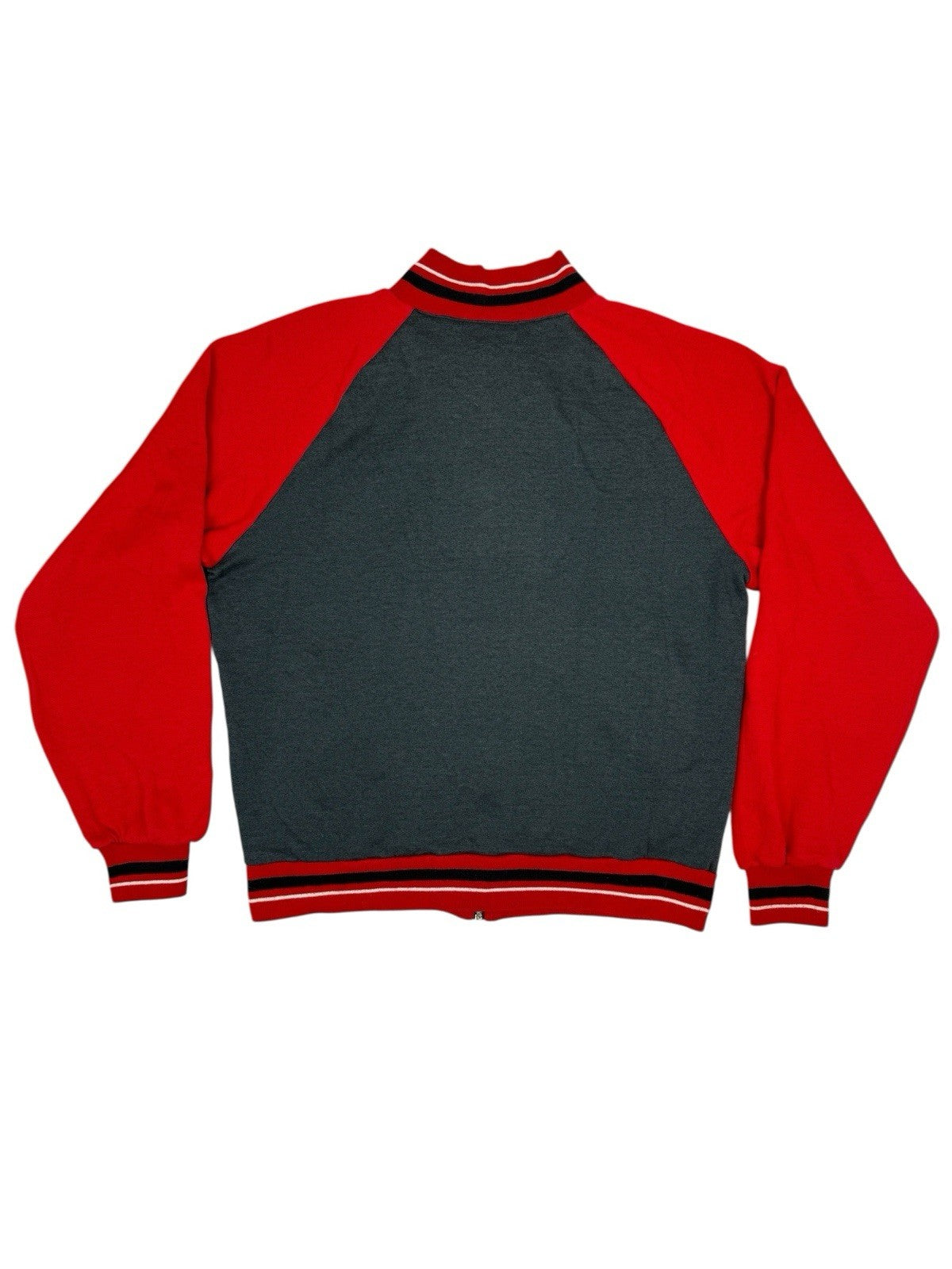 Nike Vintage Grey and Red Zip Bomber Jacket Medium