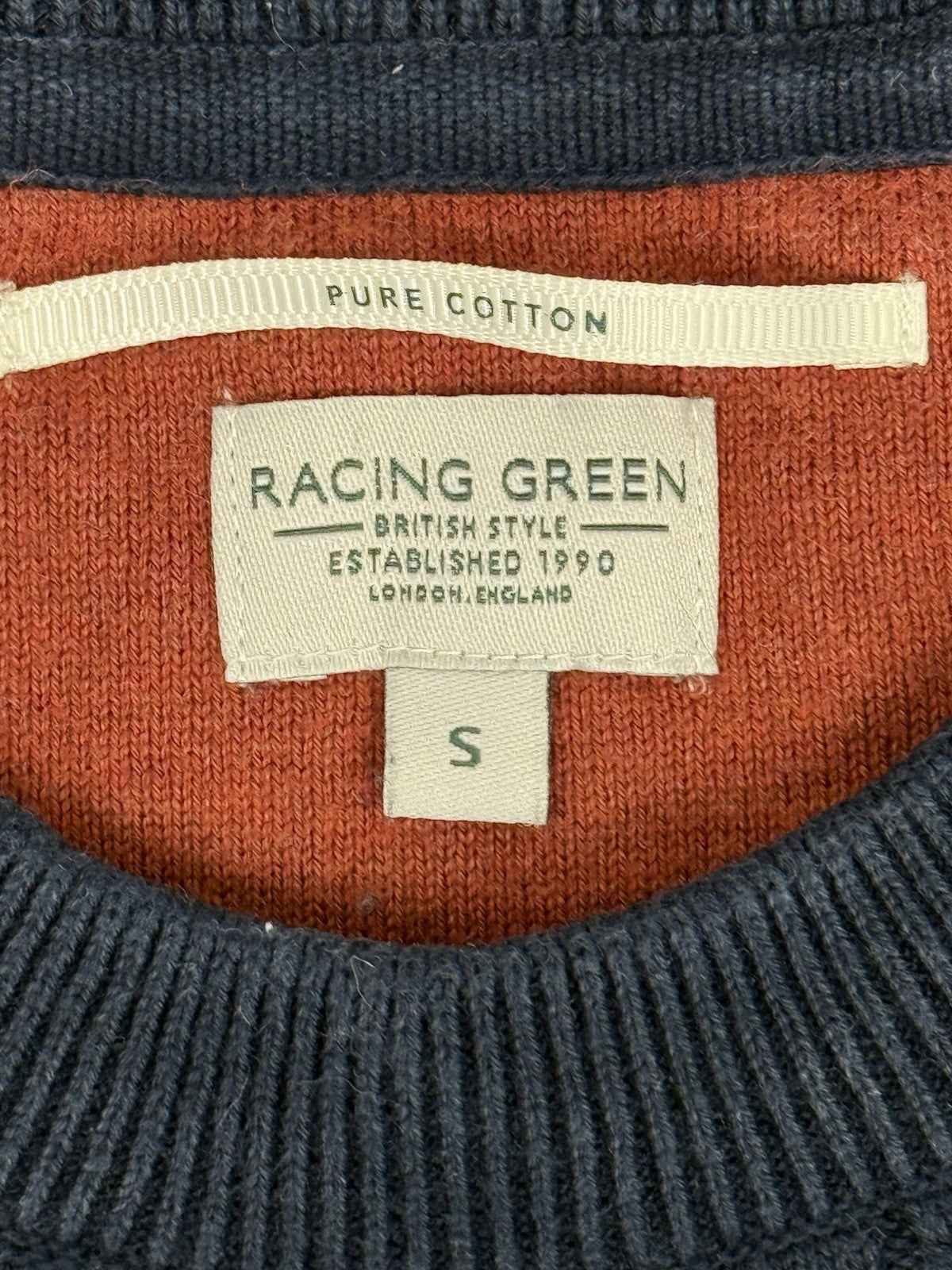 Racing Green Blue Knit Cotton Jumper Small