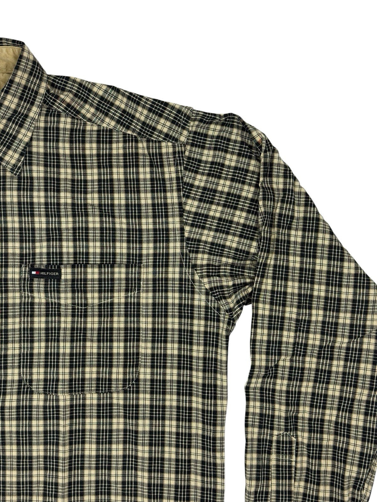 Tommy Hilfiger Retro Beige Plaid Cotton Shirt Medium