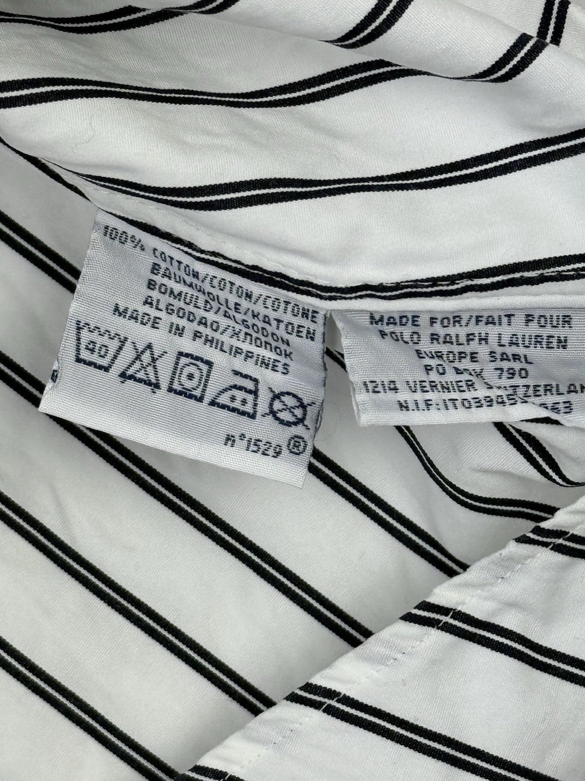 Polo Ralph Lauren White Striped Slim Fit Collared Shirt Large