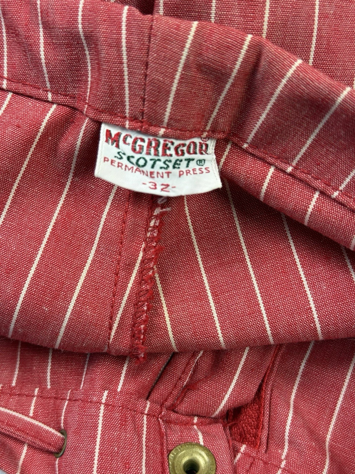 Vintage 60's McGregor Scotset Permanent Press Red Striped Chino Shorts Medium