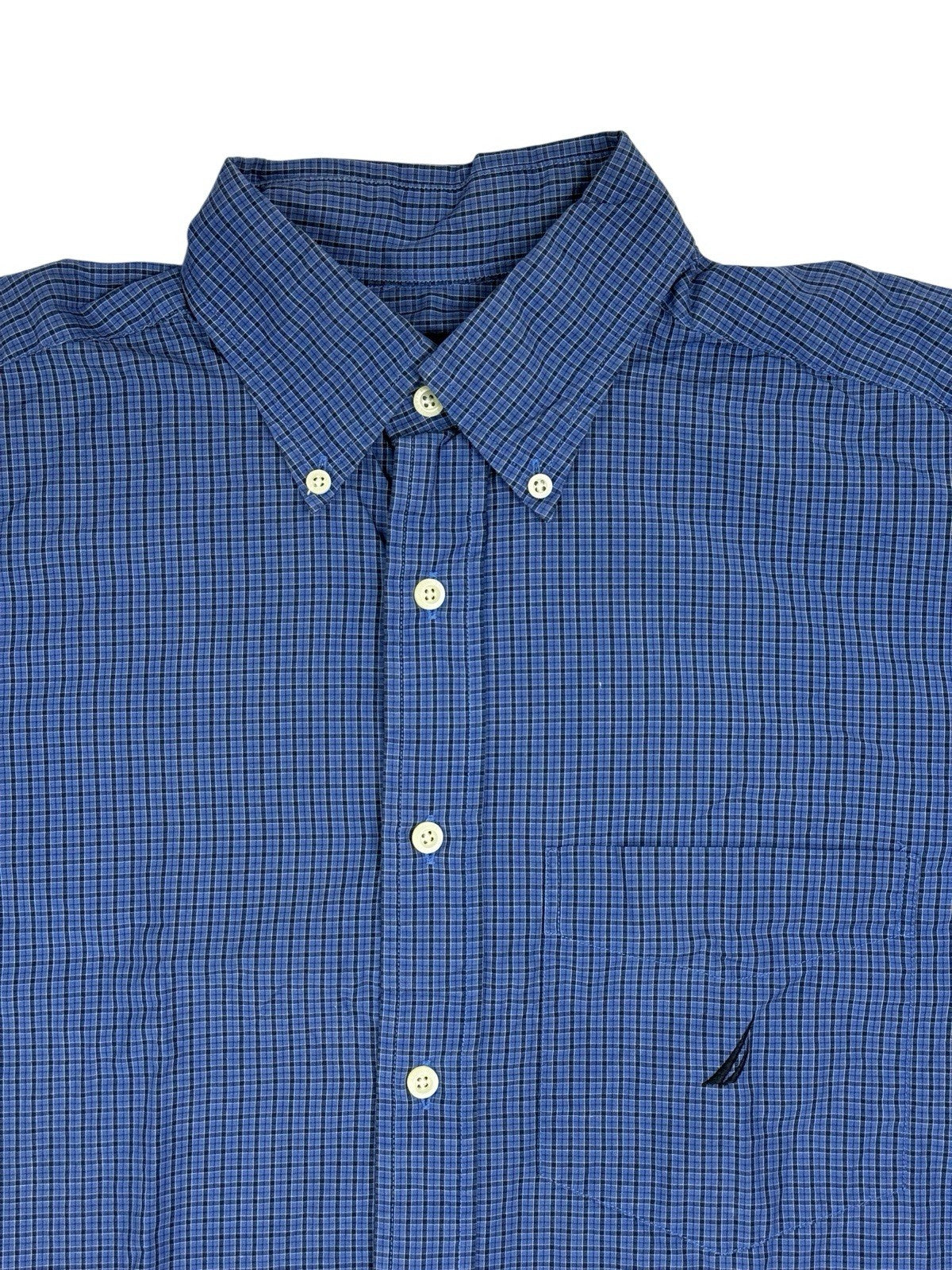 Nautica Blue Check Collared Shirt Medium