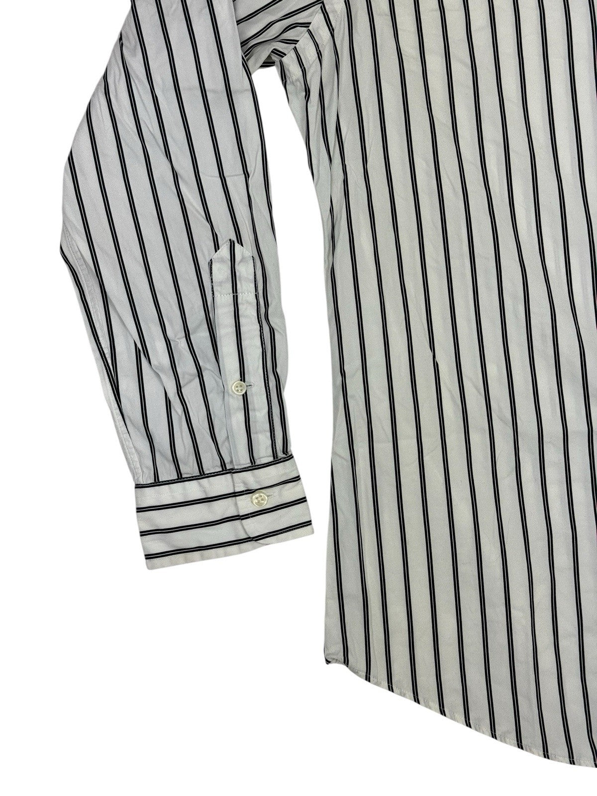 Polo Ralph Lauren White Striped Slim Fit Collared Shirt Large