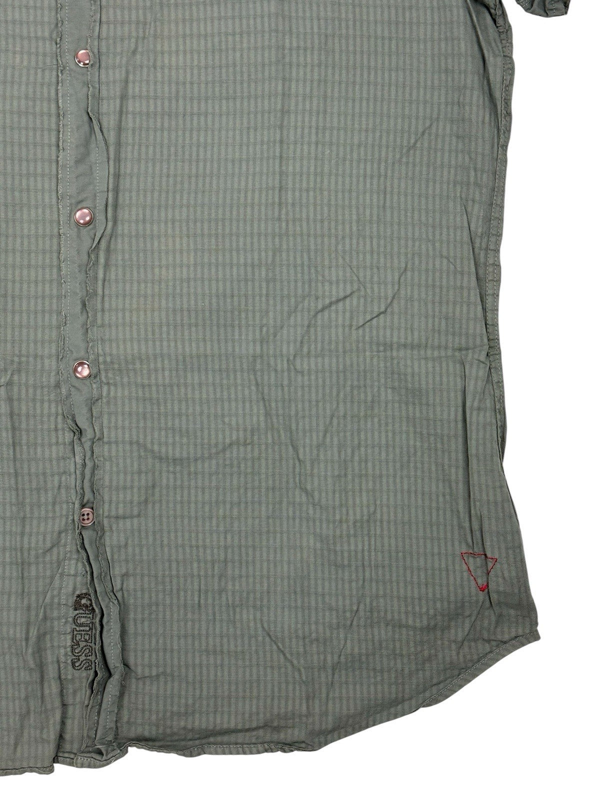 GUESS Green Embroidered One World Collared Shirt Large