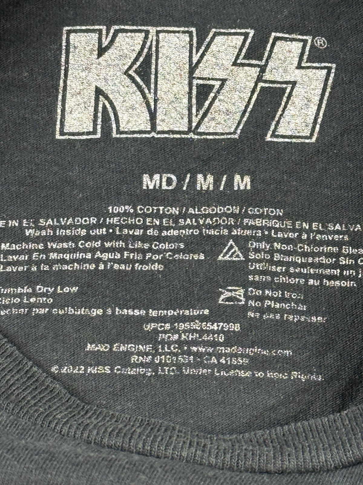 KISS Rock Band Black Music Top Medium