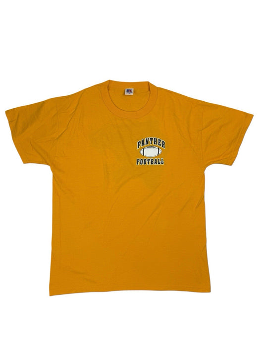 Retro Yellow Cotton Blend Panther Football Printed Top Medium