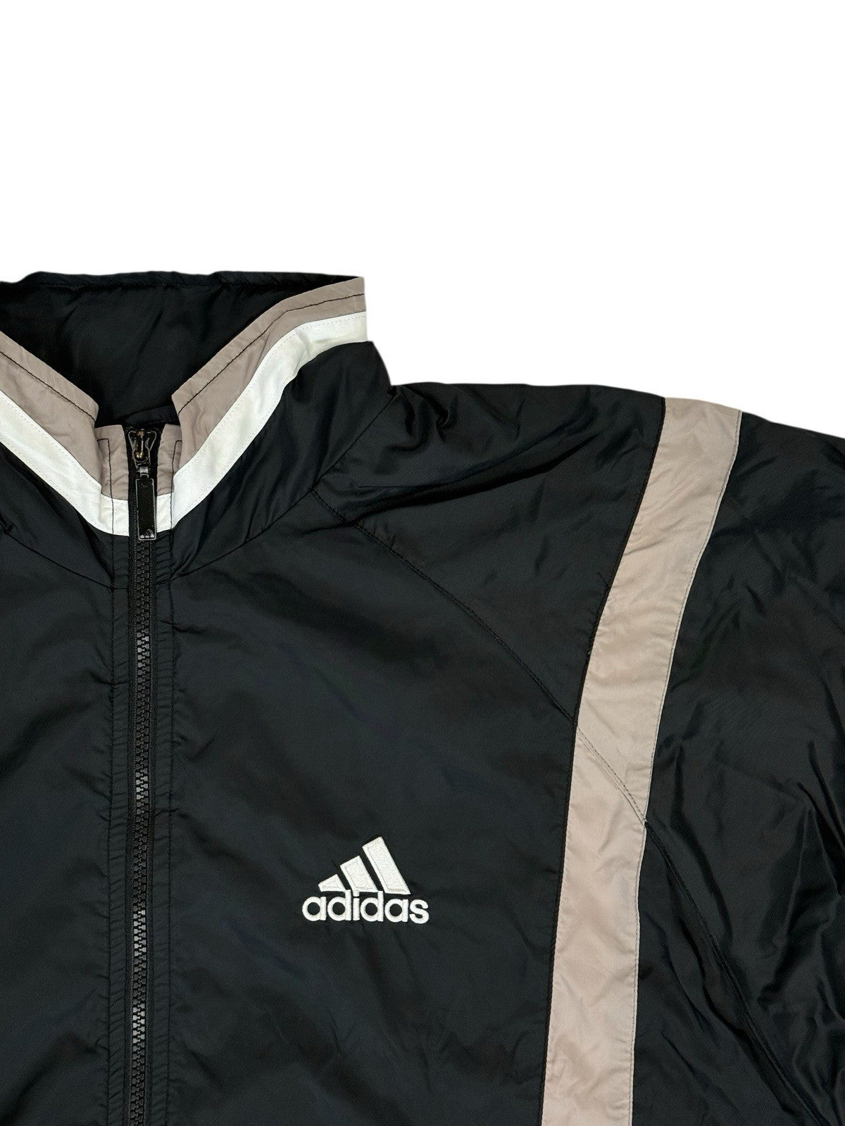 Adidas Vintage Black Nylon Zip Track Jacket Medium