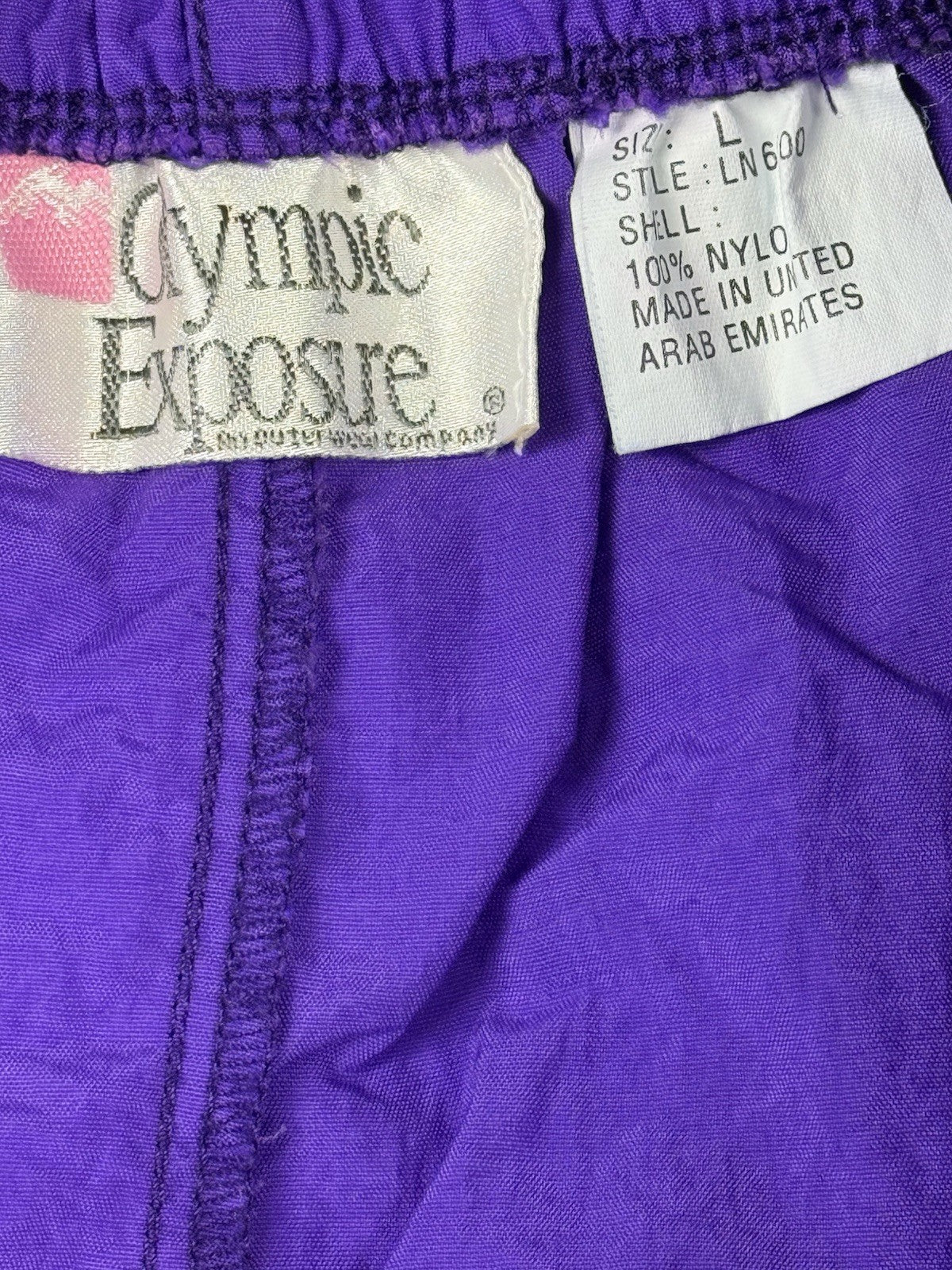 Olympic Exposure Retro Y2K Purple Nylon Exercise Sport Shorts Large
