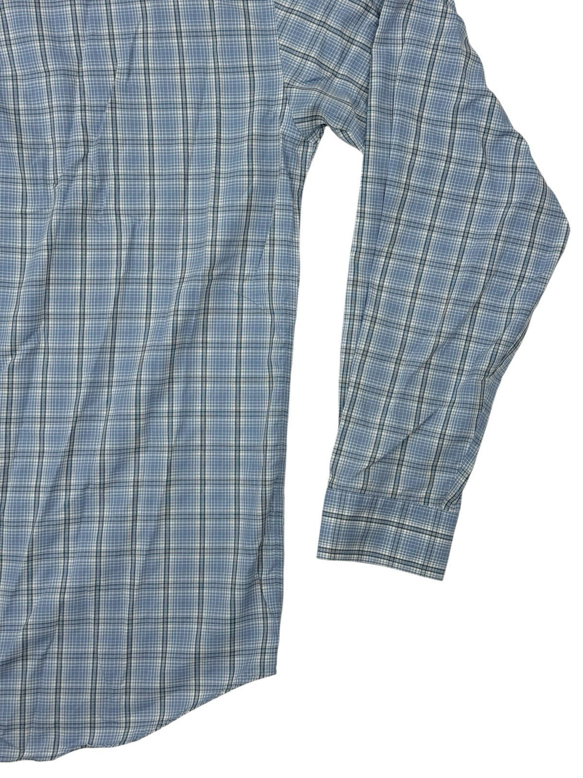 Eddie Bauer Retro Blue Plaid Cotton Collared Shirt Large Tall Fit