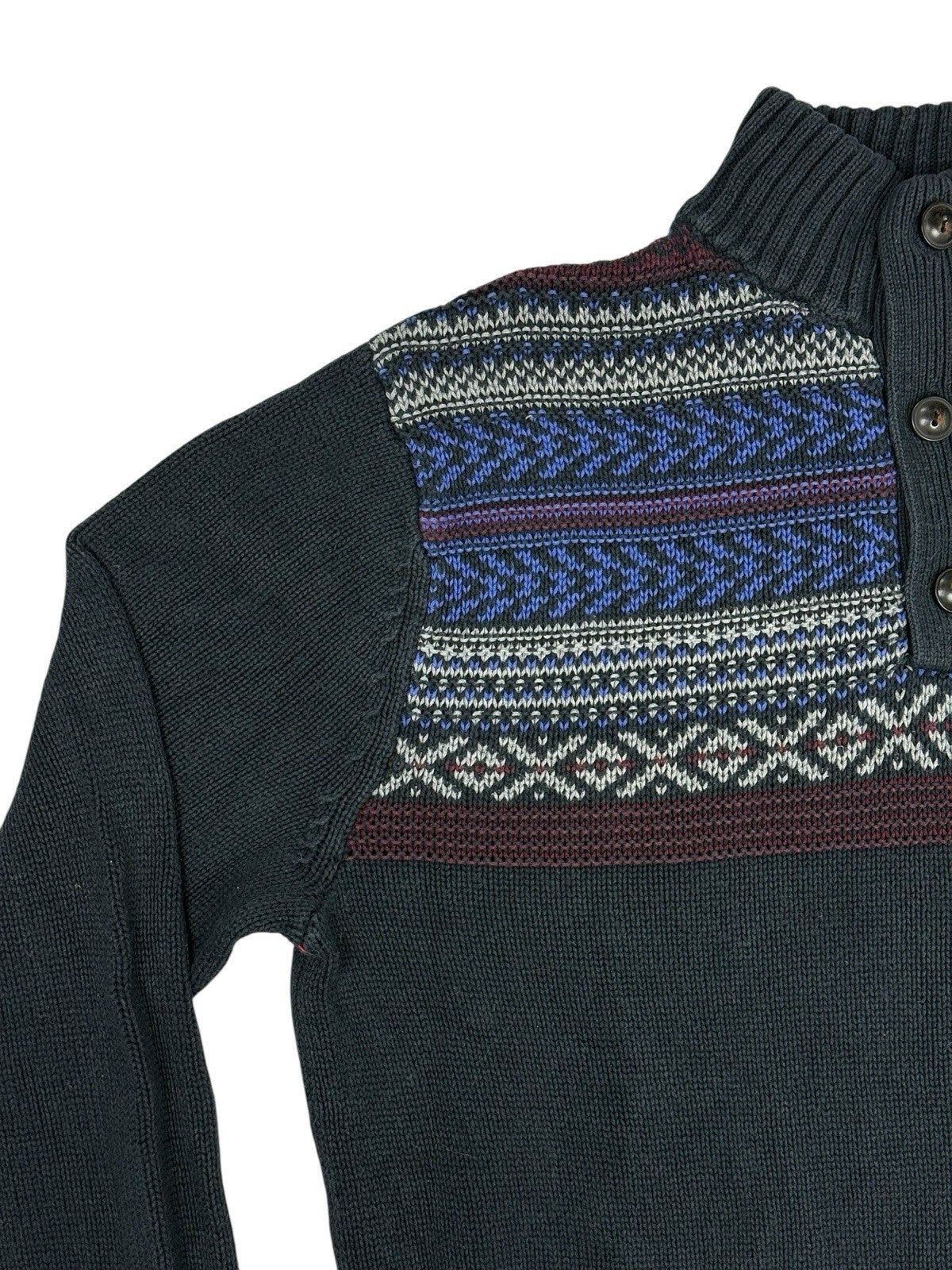 Chaps Blue Cotton Retro Knit Jumper Small