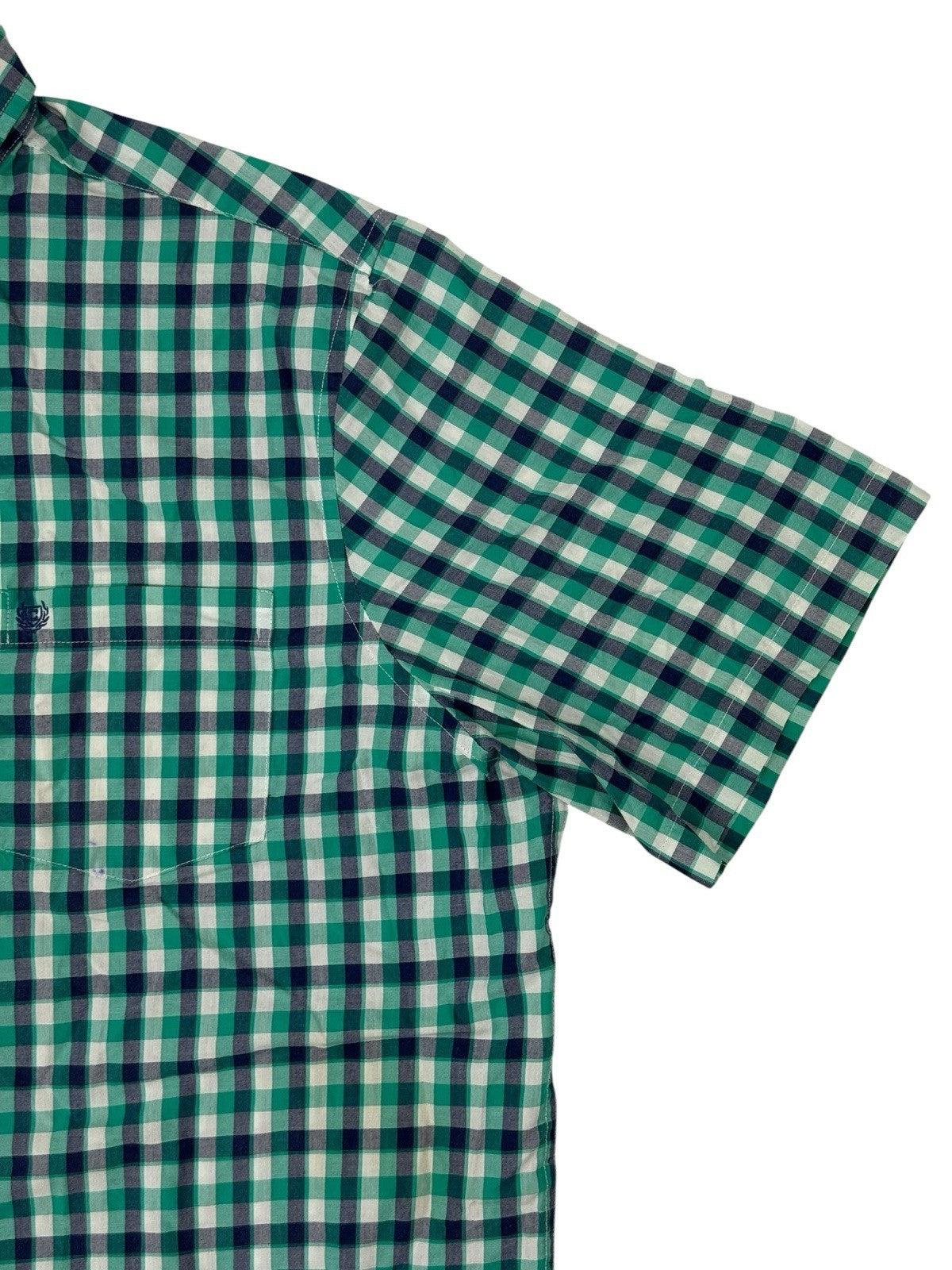 Chaps Green Check Easy Care Short Sleeve Collared Shirt 2XL