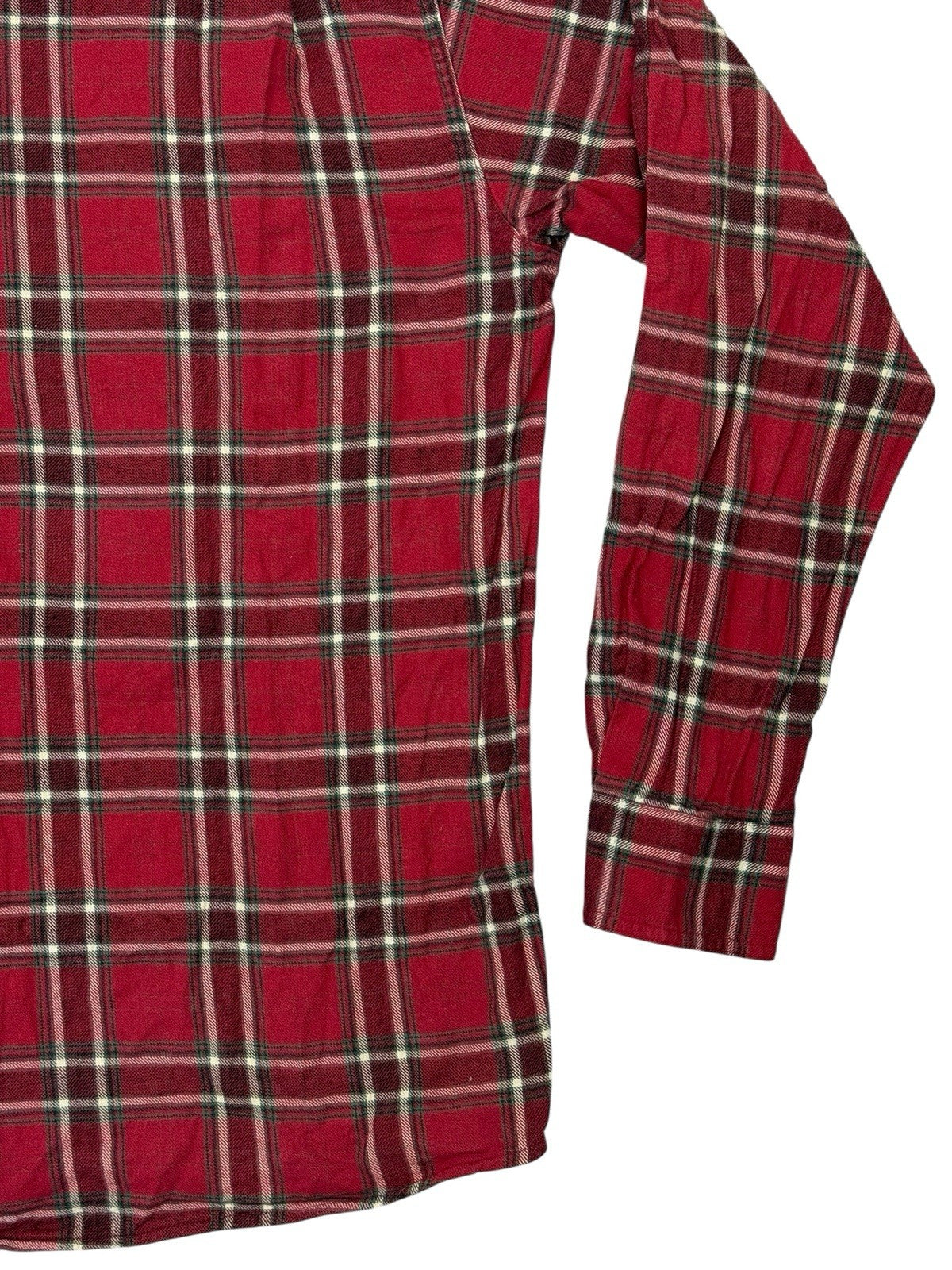 Wrangler Red Plaid Cotton Collared Shirt Large