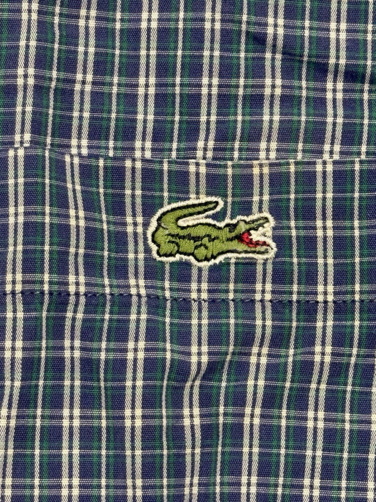 Lacoste Chemise Green Plaid Collared Shirt Large