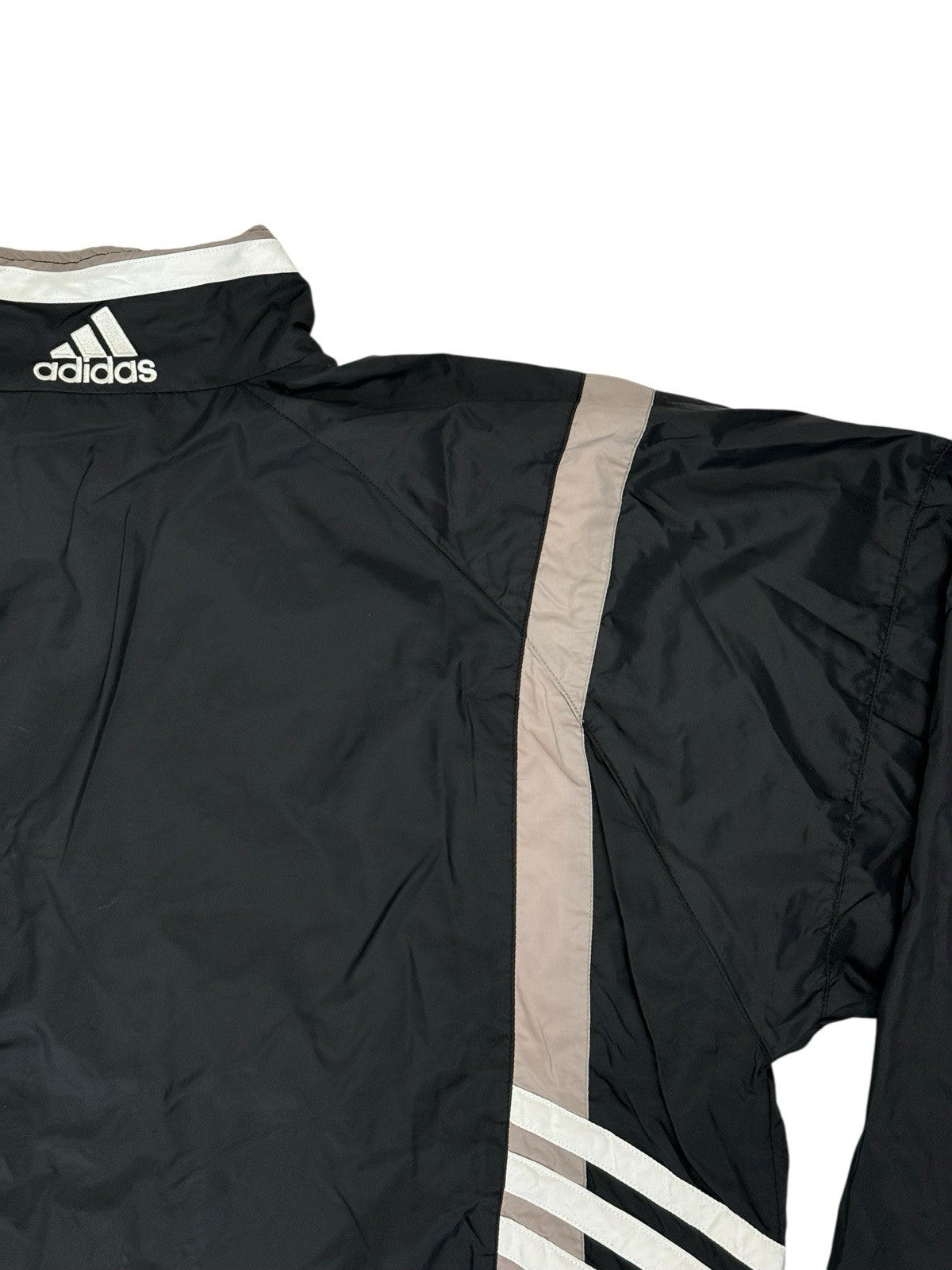 Adidas Vintage Black Nylon Zip Track Jacket Medium