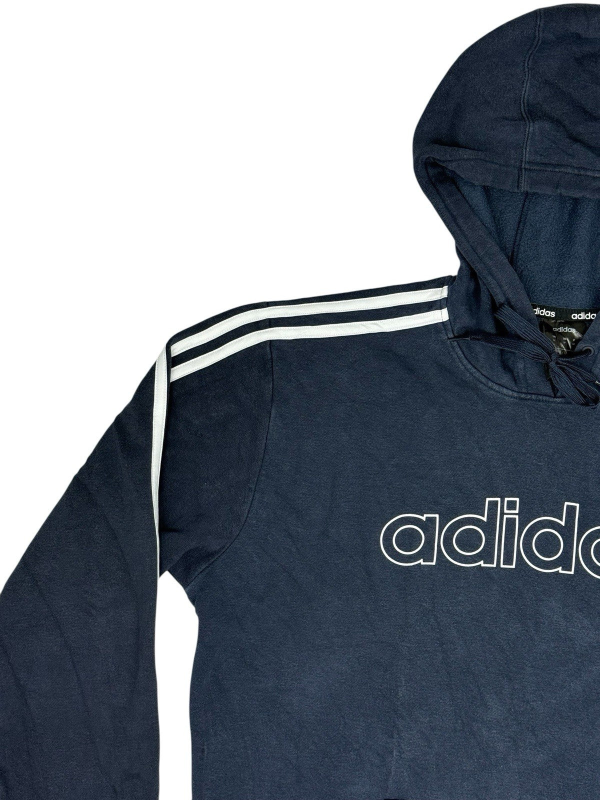 Adidas Blue Spell Out Print Logo Hoodie Medium