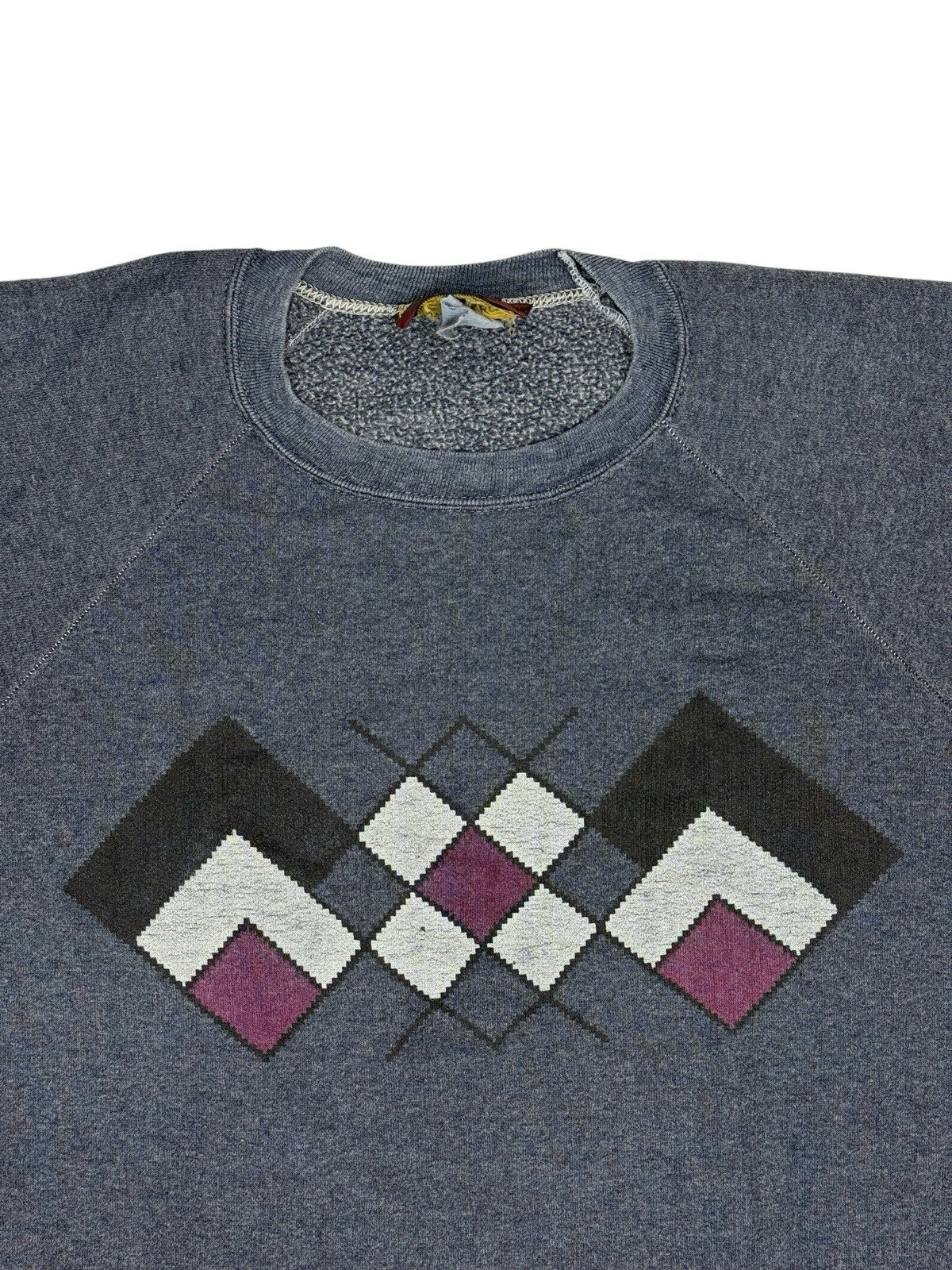 Vintage Moss Creek Trader Grey Argyle Pattern Jumper Medium