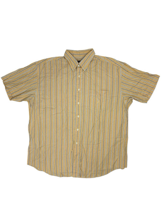 Nautica Retro Yellow Striped Cotton Collared Shirt 2XL