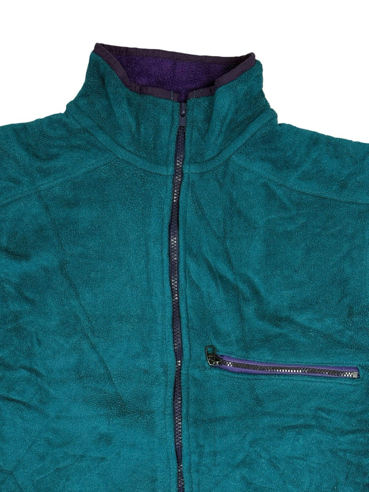 LL Bean Vintage Green Polartec Fleece Zip Jacket Medium