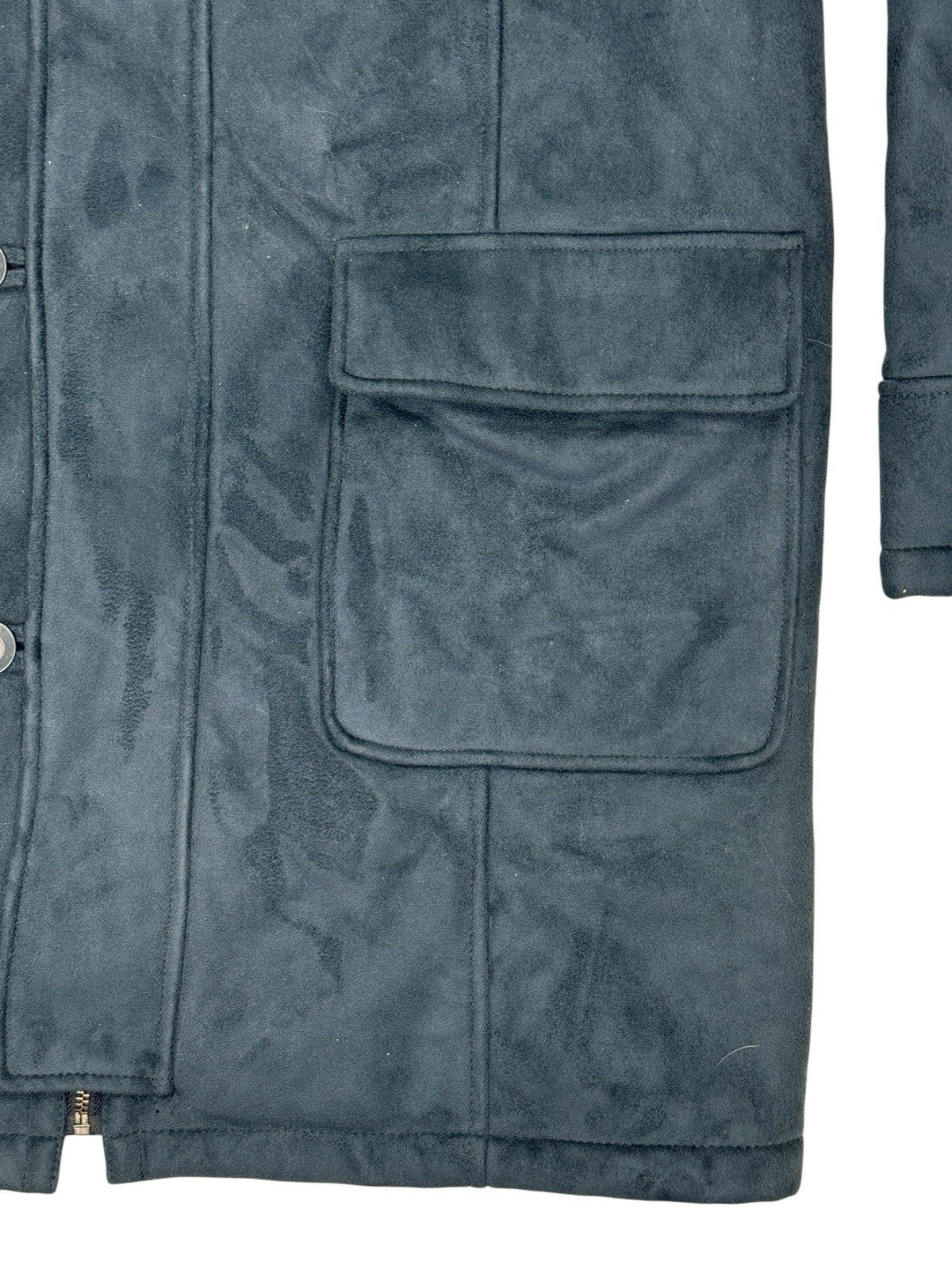Ben Sherman Blue Lined Suede Coat Large