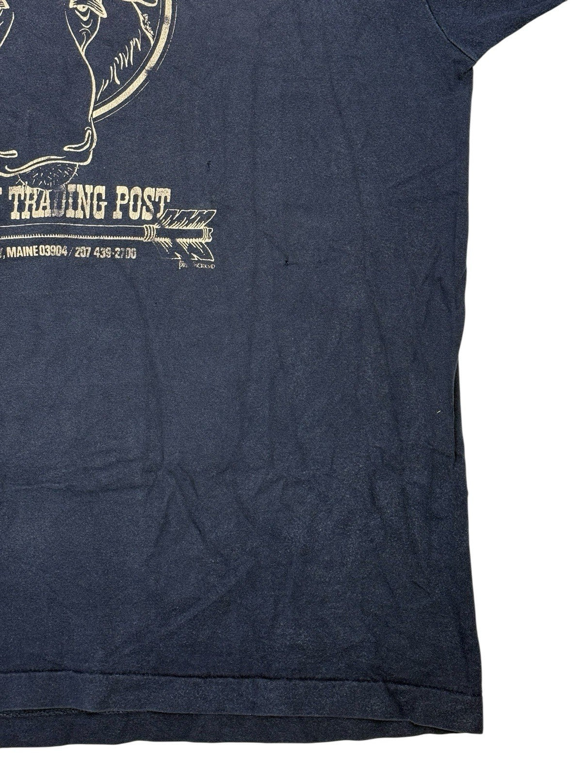 Vintage Blue Kittery Trading Post Funny Novelty Cotton Top XL