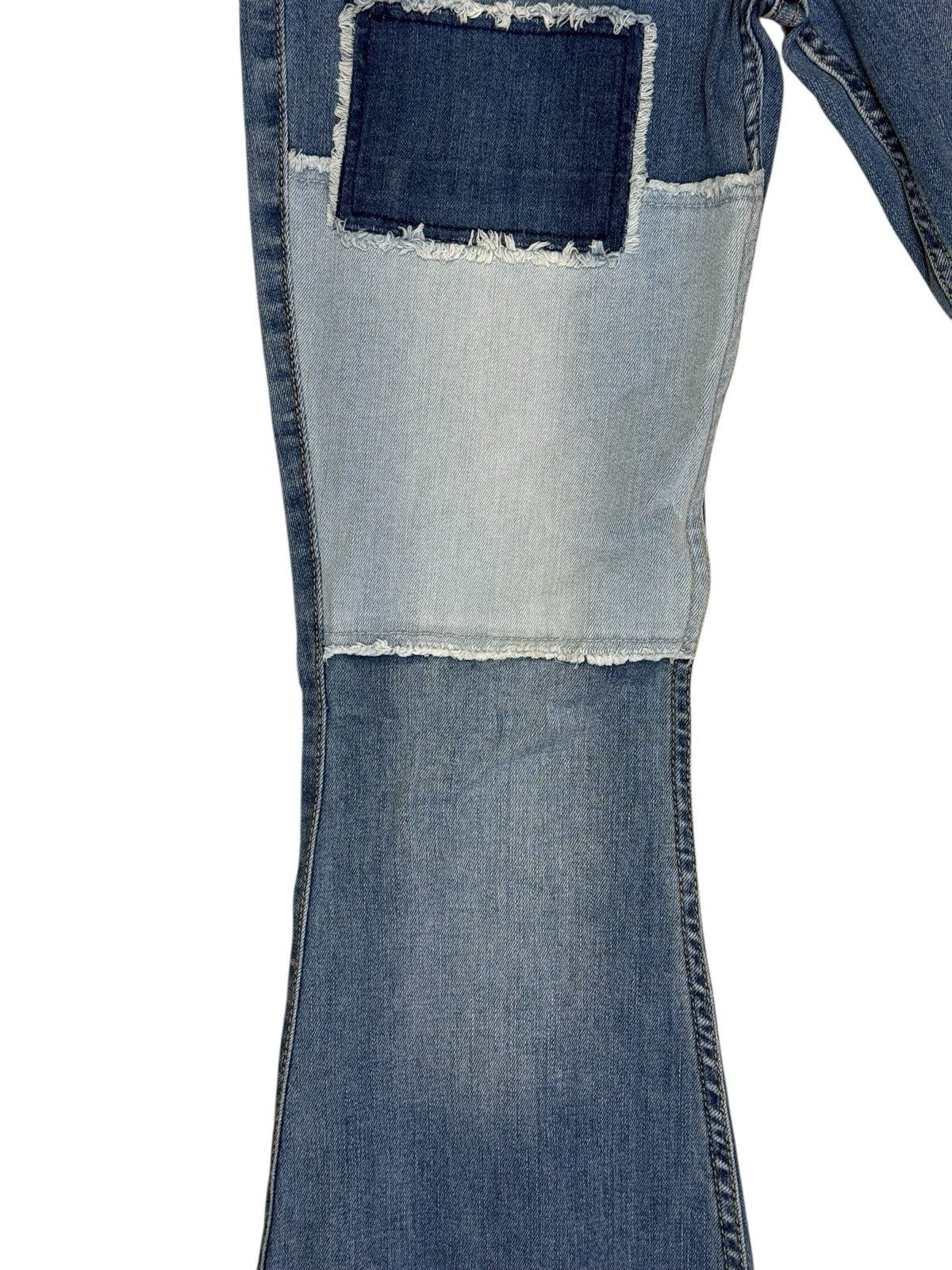 Hollister Blue High-Rise Flare Patchwork Jeans 26W 31L