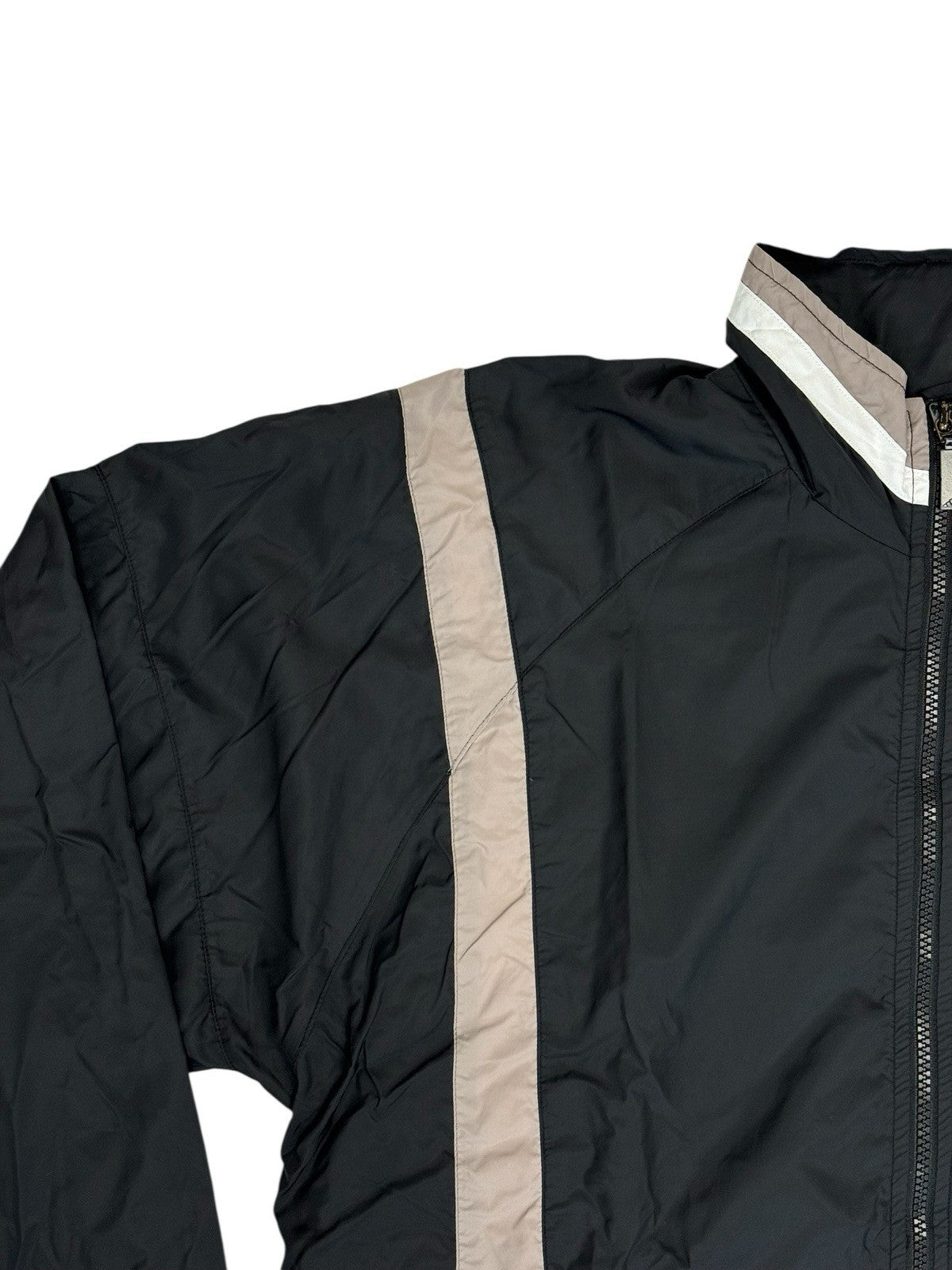 Adidas Vintage Black Nylon Zip Track Jacket Medium