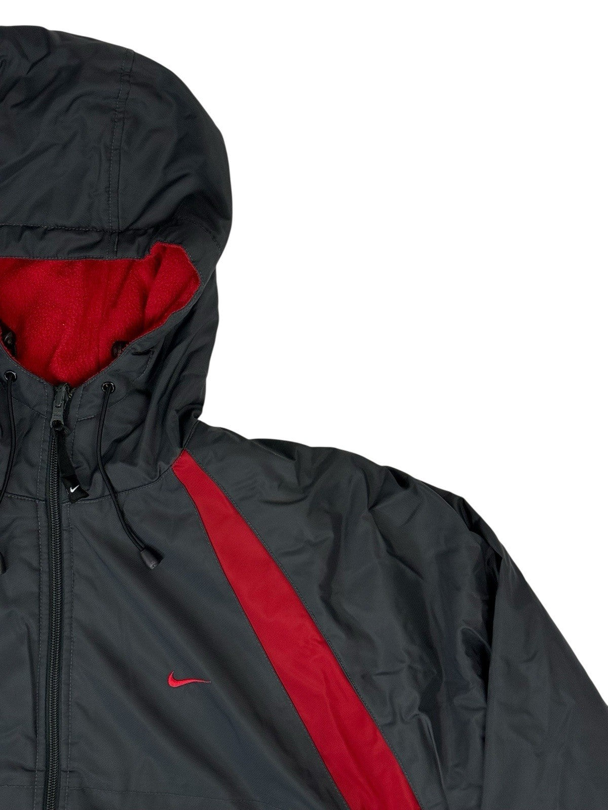 Nike Grey and Red Reversible Heavyweight Fleece Lined Jacket Large