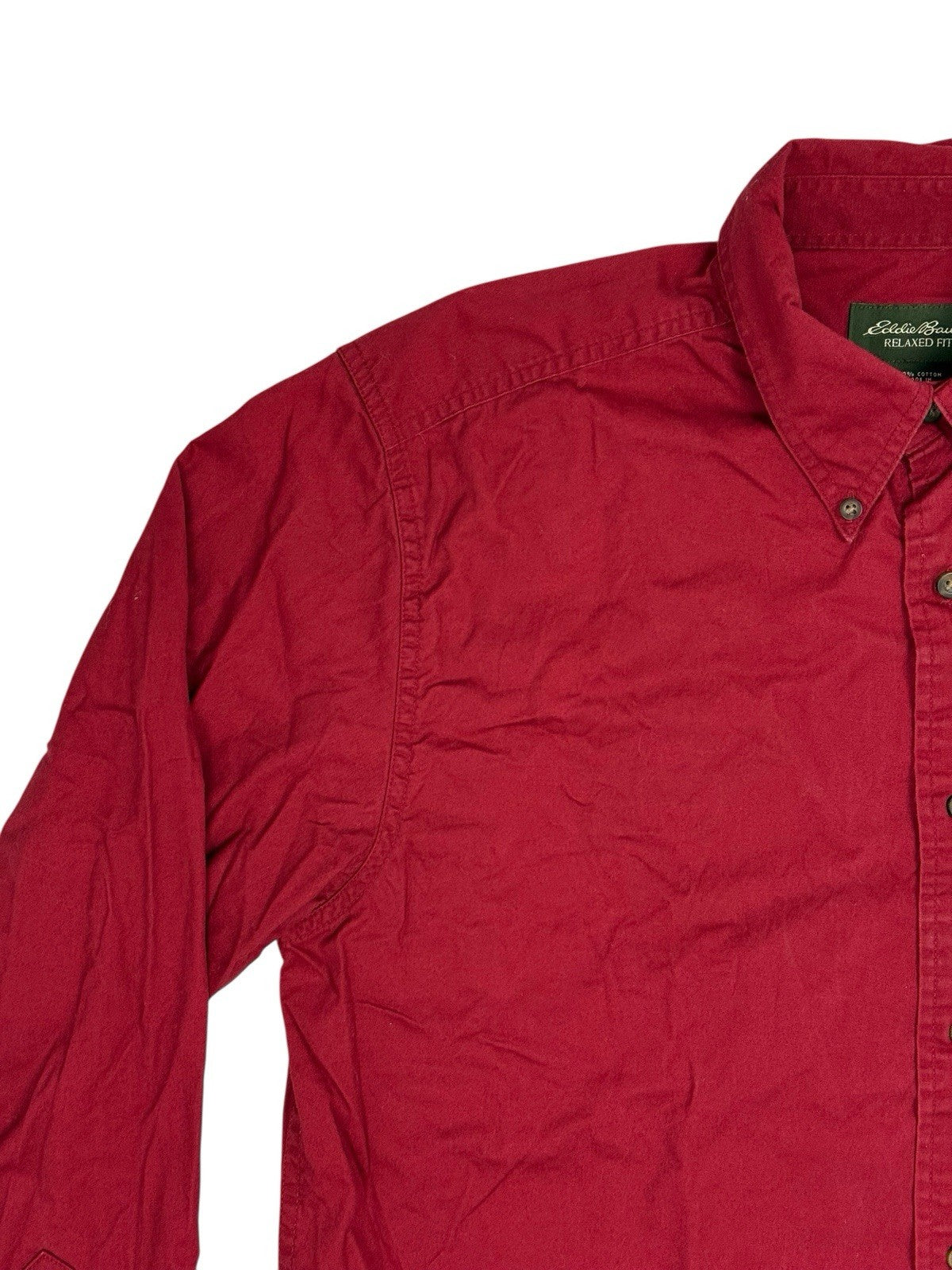 Eddie Bauer Red Cotton Relaxed Fit Collared Shirt Medium