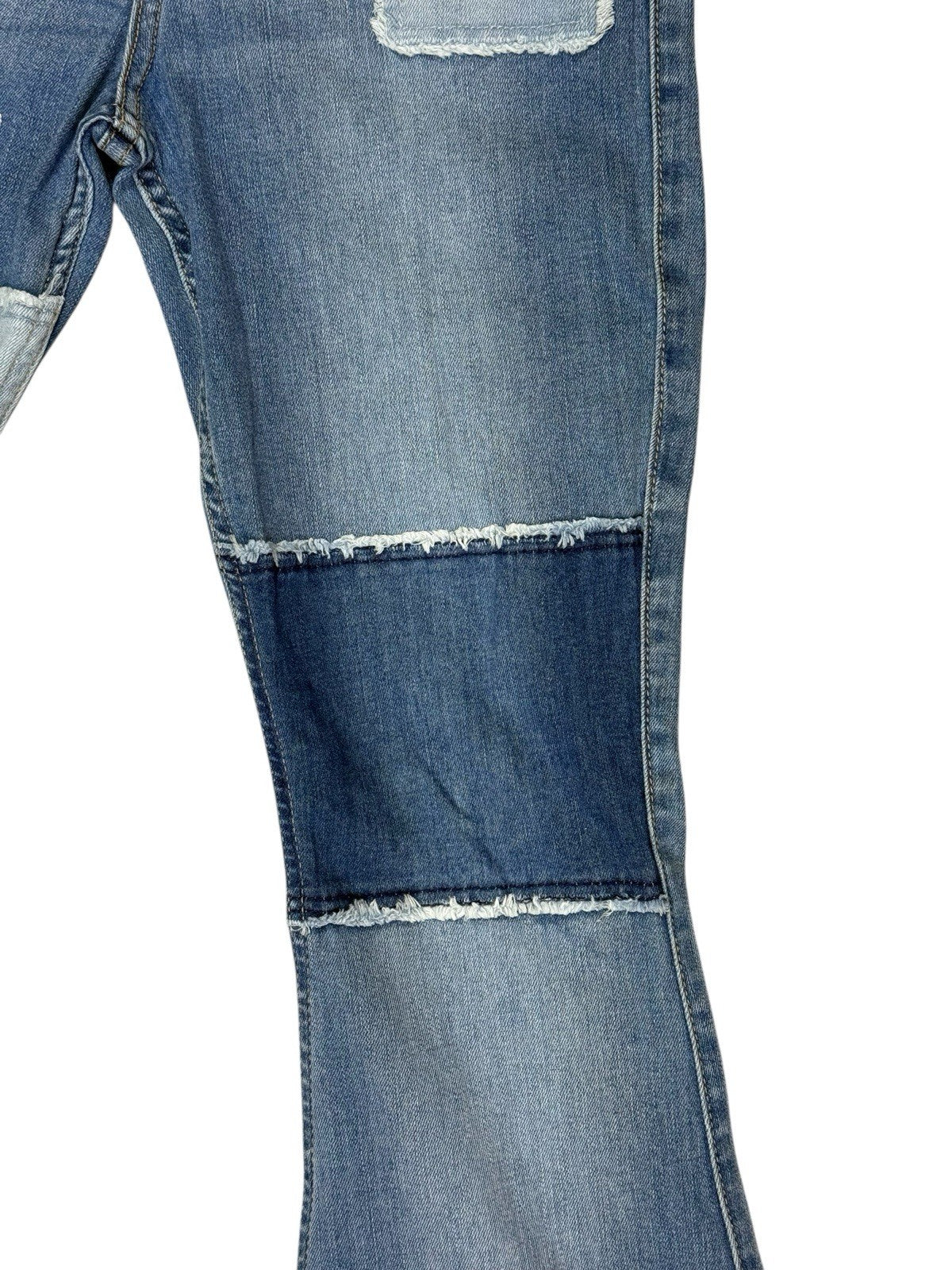 Hollister Blue High-Rise Flare Patchwork Jeans 26W 31L