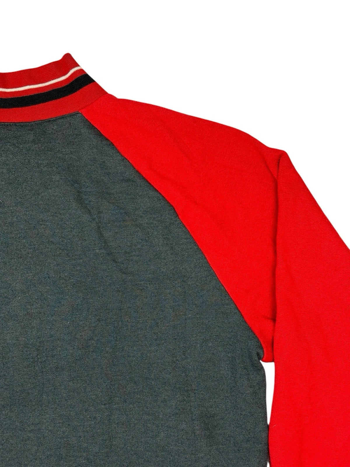 Nike Vintage Grey and Red Zip Bomber Jacket Medium