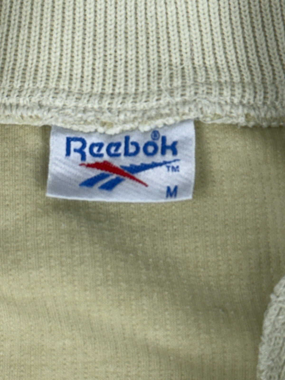 Reebok Retro Cream 1/4 Zip Knit Jumper Medium