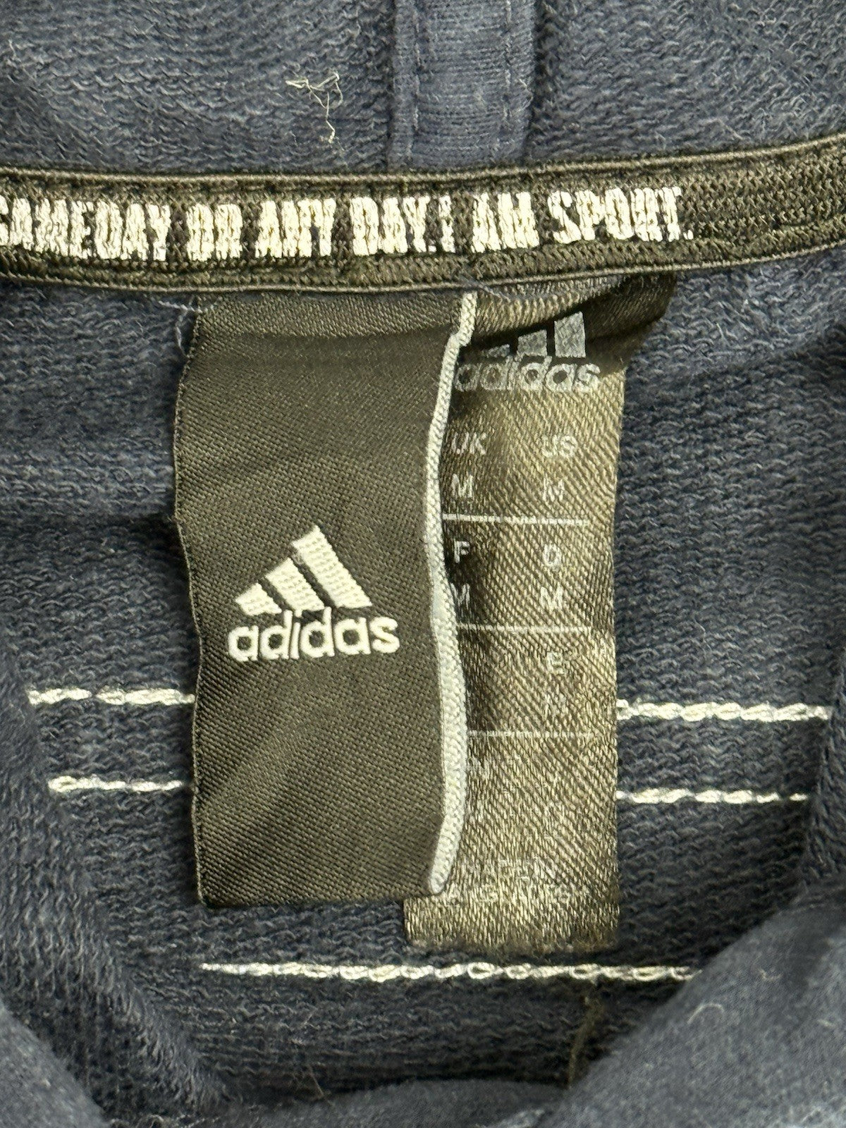 Adidas Blue 3 Stripe Hoodie Medium